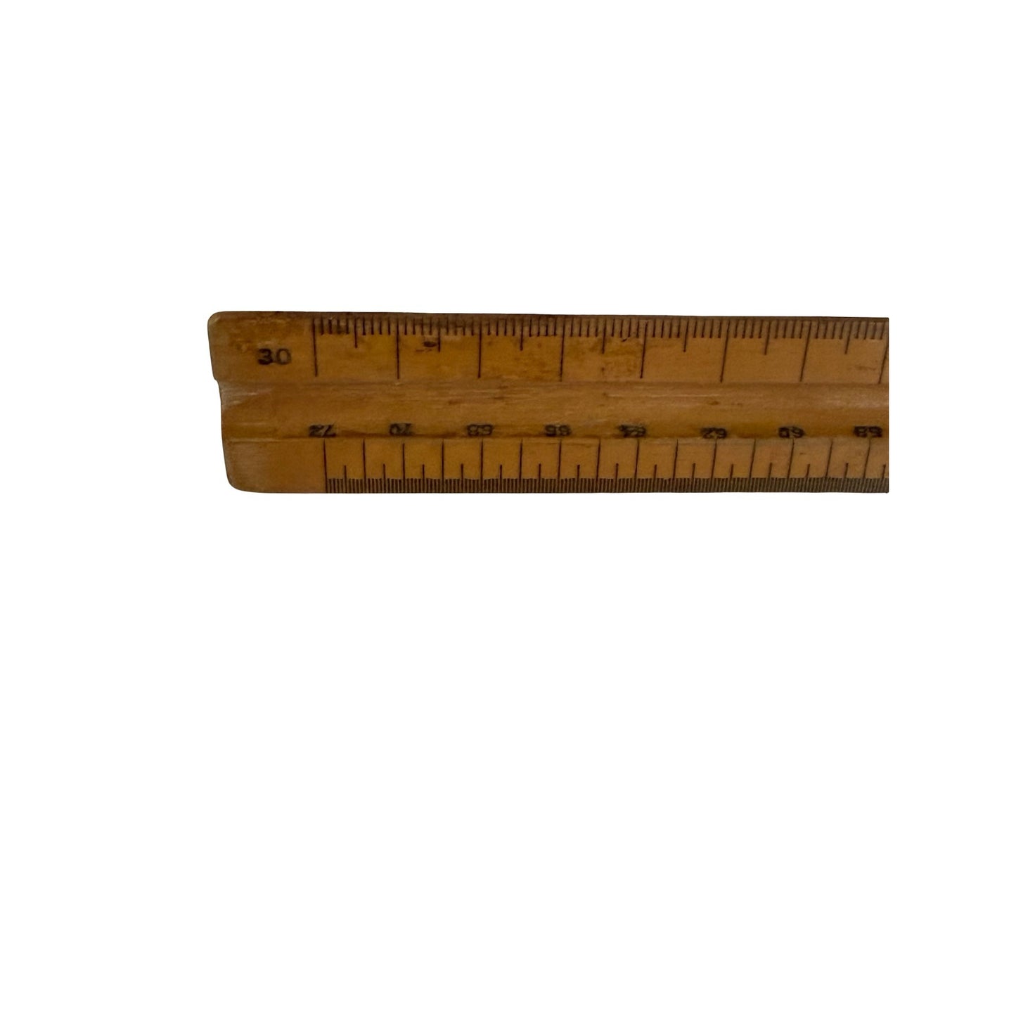Vintage Wooden Triangular Architect Engineer Scale Ruler 60 cm Drafting Measuring Tool