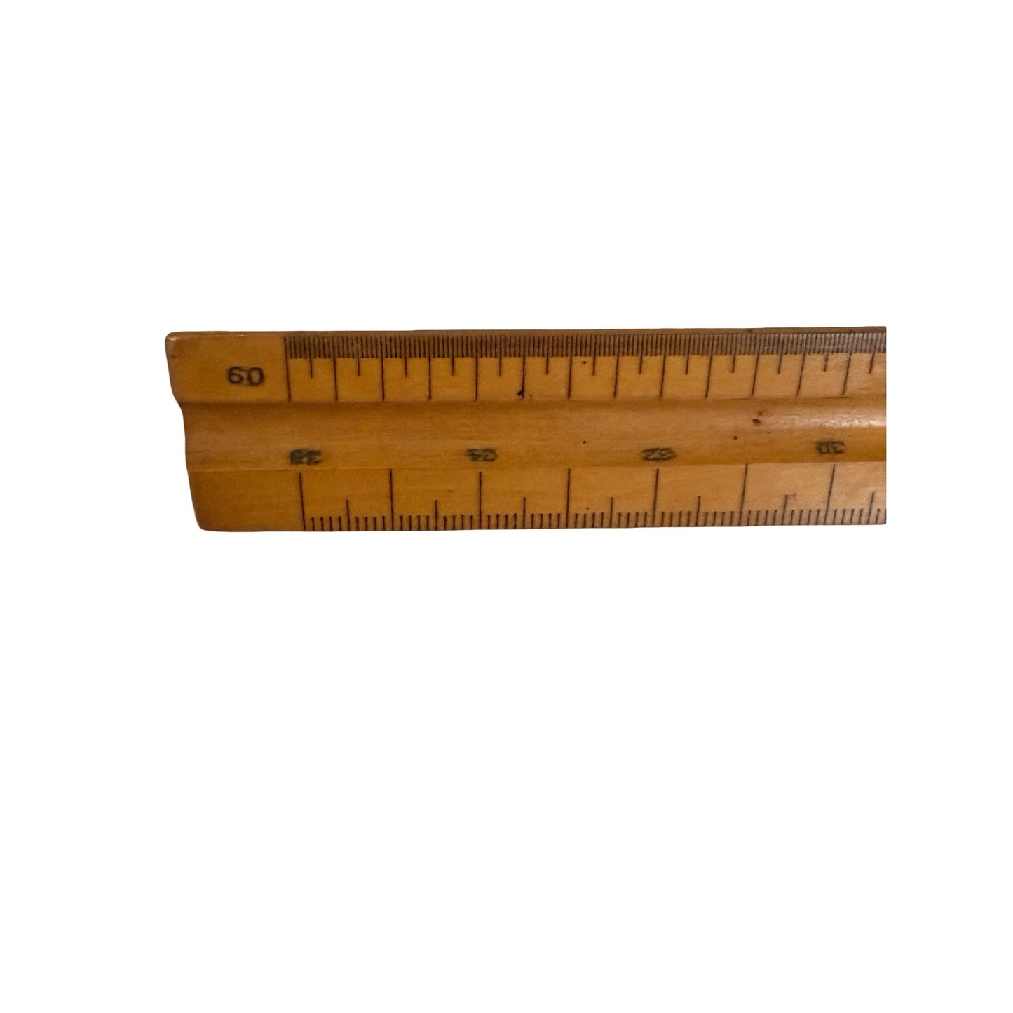 Vintage Wooden Triangular Architect Engineer Scale Ruler 60 cm Drafting Measuring Tool