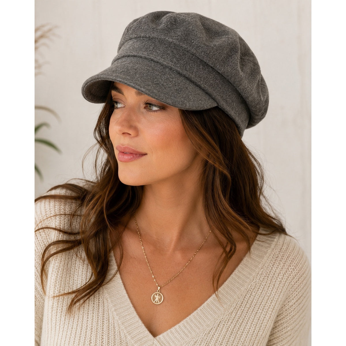 August Hat Company Gray Newsboy Bakerboy Cap Women's One Size 21-22 Inch