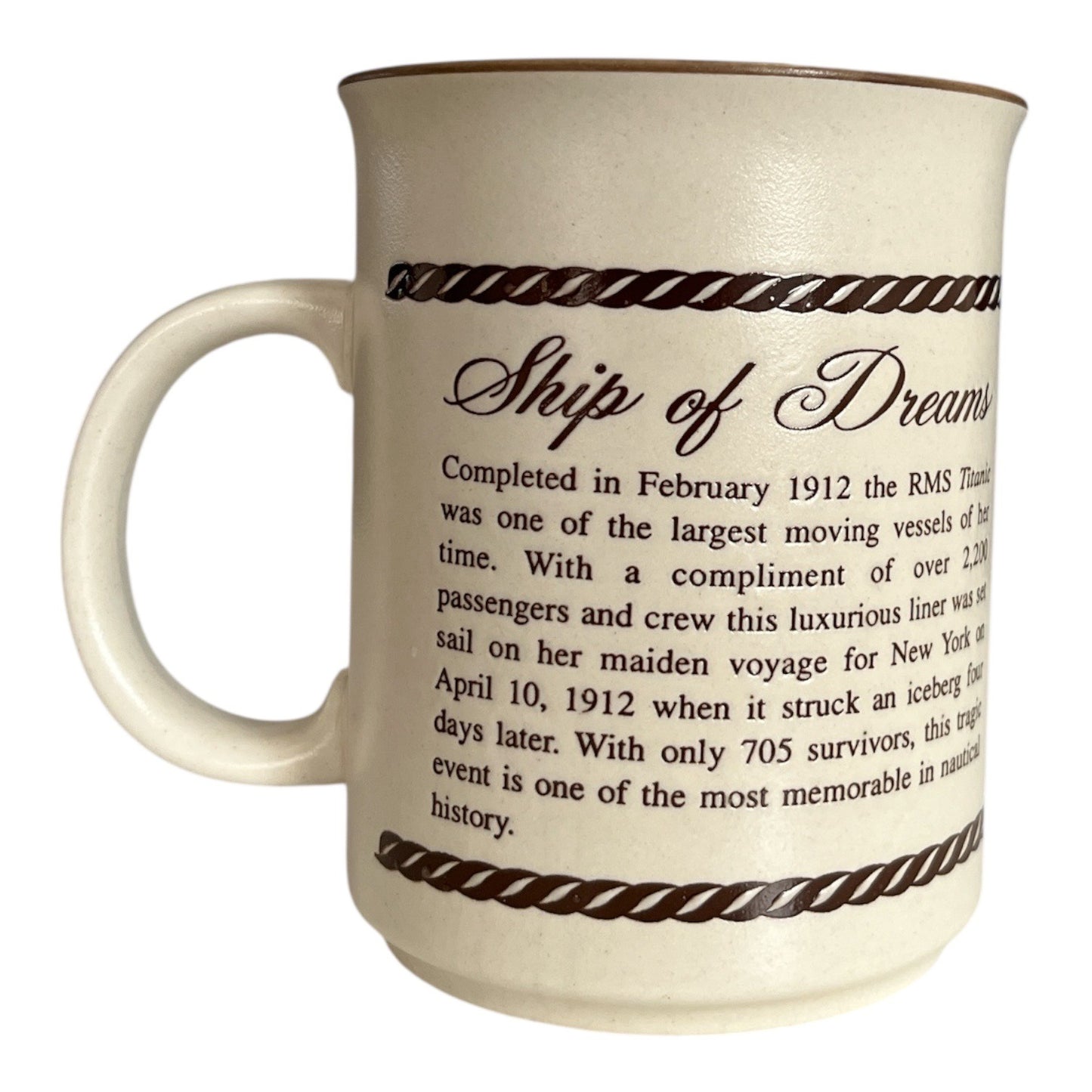 Vintage RMS Titanic “Ship of Dreams” Coffee Mug Made in Japan Nautical History
