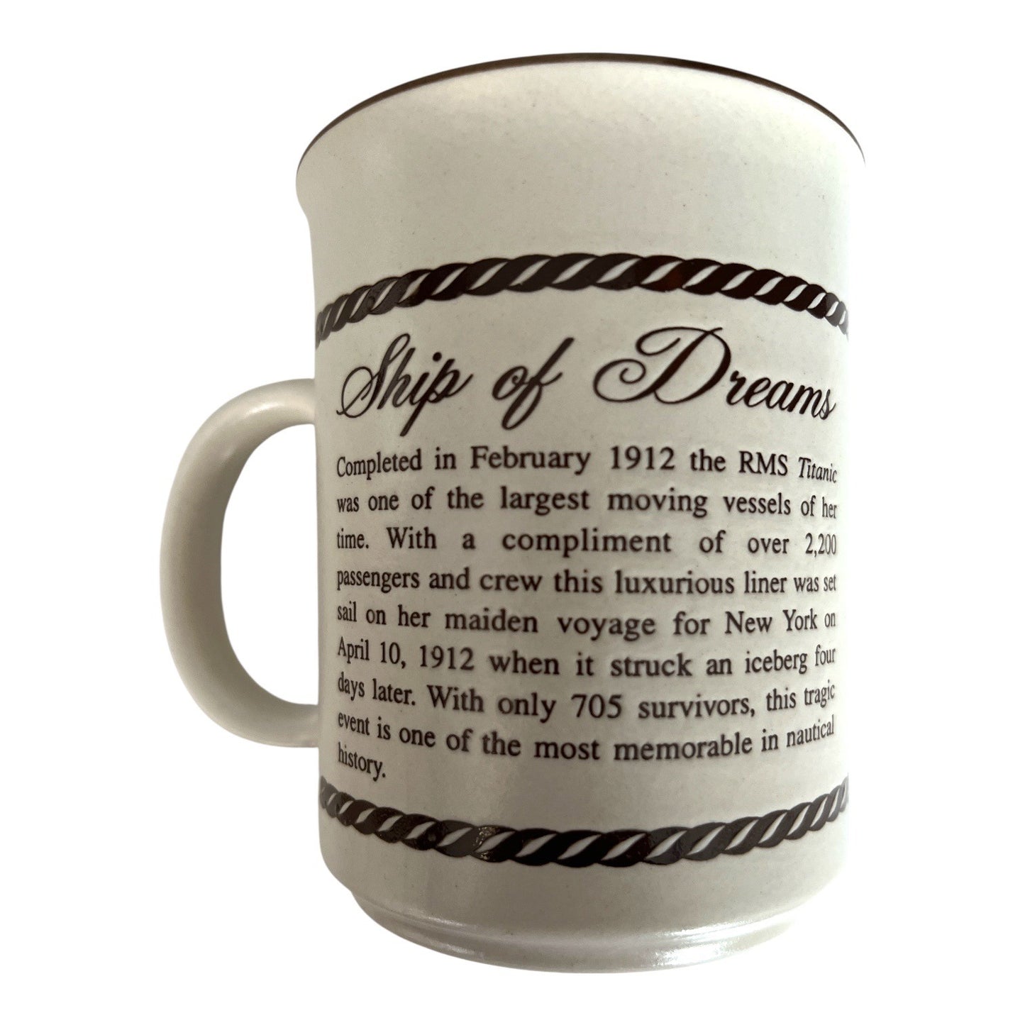 Vintage RMS Titanic “Ship of Dreams” Coffee Mug Made in Japan Nautical History