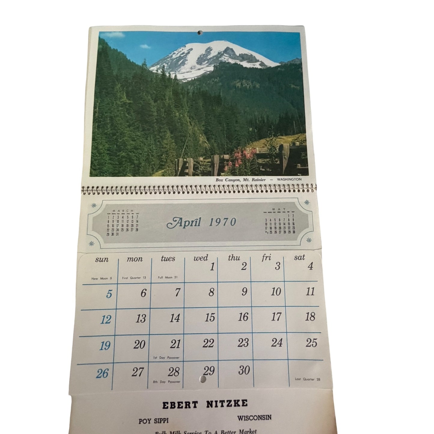 Lot of 2 Vintage 1970 Scenic Pocket Wall Calendars Ebert Nitzke Wisconsin Advertising Calendars