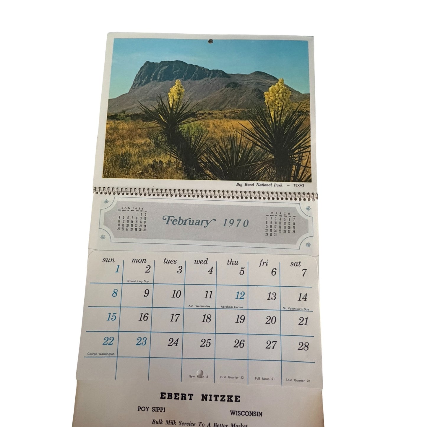 Lot of 2 Vintage 1970 Scenic Pocket Wall Calendars Ebert Nitzke Wisconsin Advertising Calendars