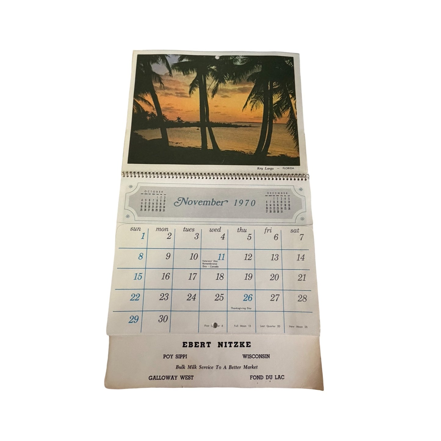 Lot of 2 Vintage 1970 Scenic Pocket Wall Calendars Ebert Nitzke Wisconsin Advertising Calendars