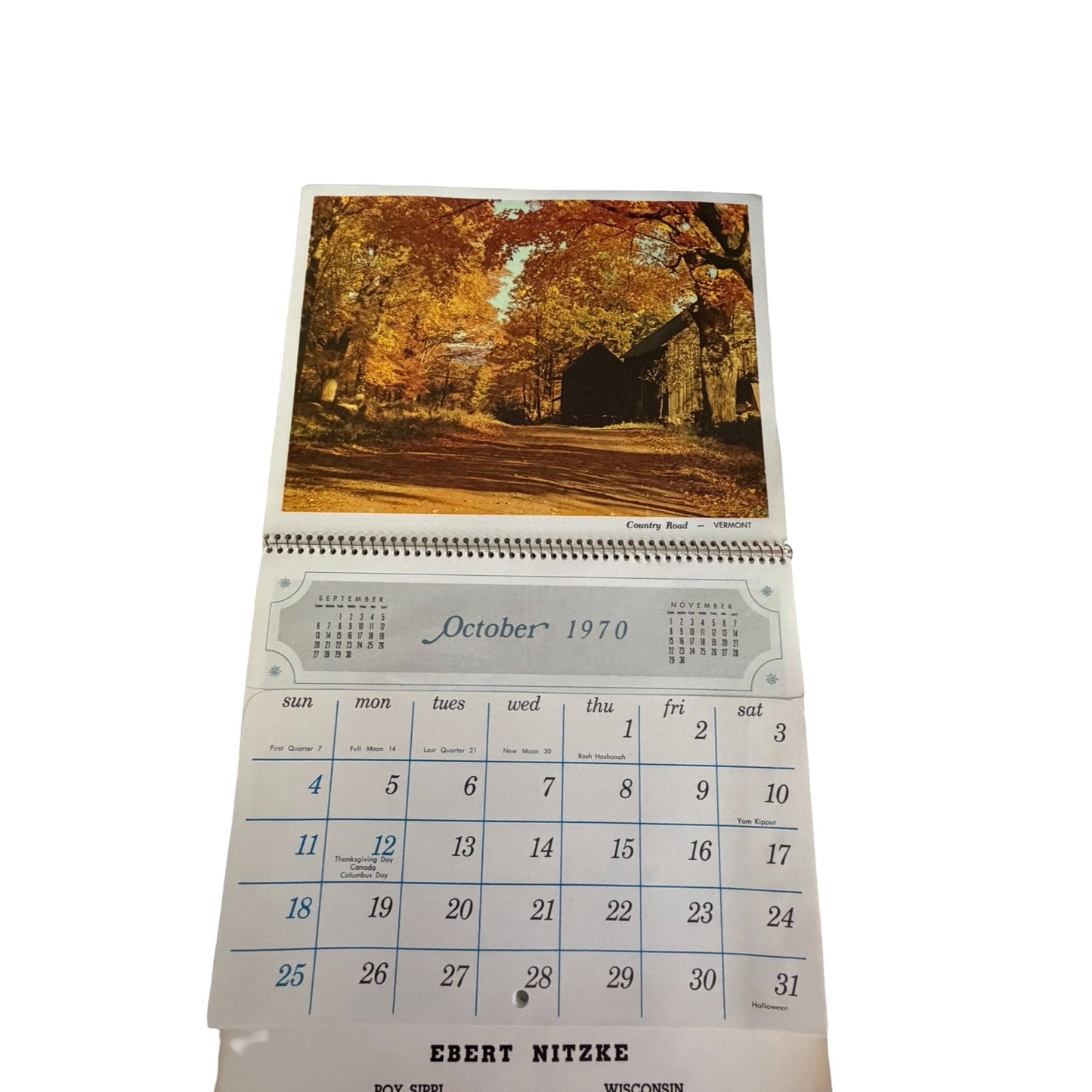 Lot of 2 Vintage 1970 Scenic Pocket Wall Calendars Ebert Nitzke Wisconsin Advertising Calendars