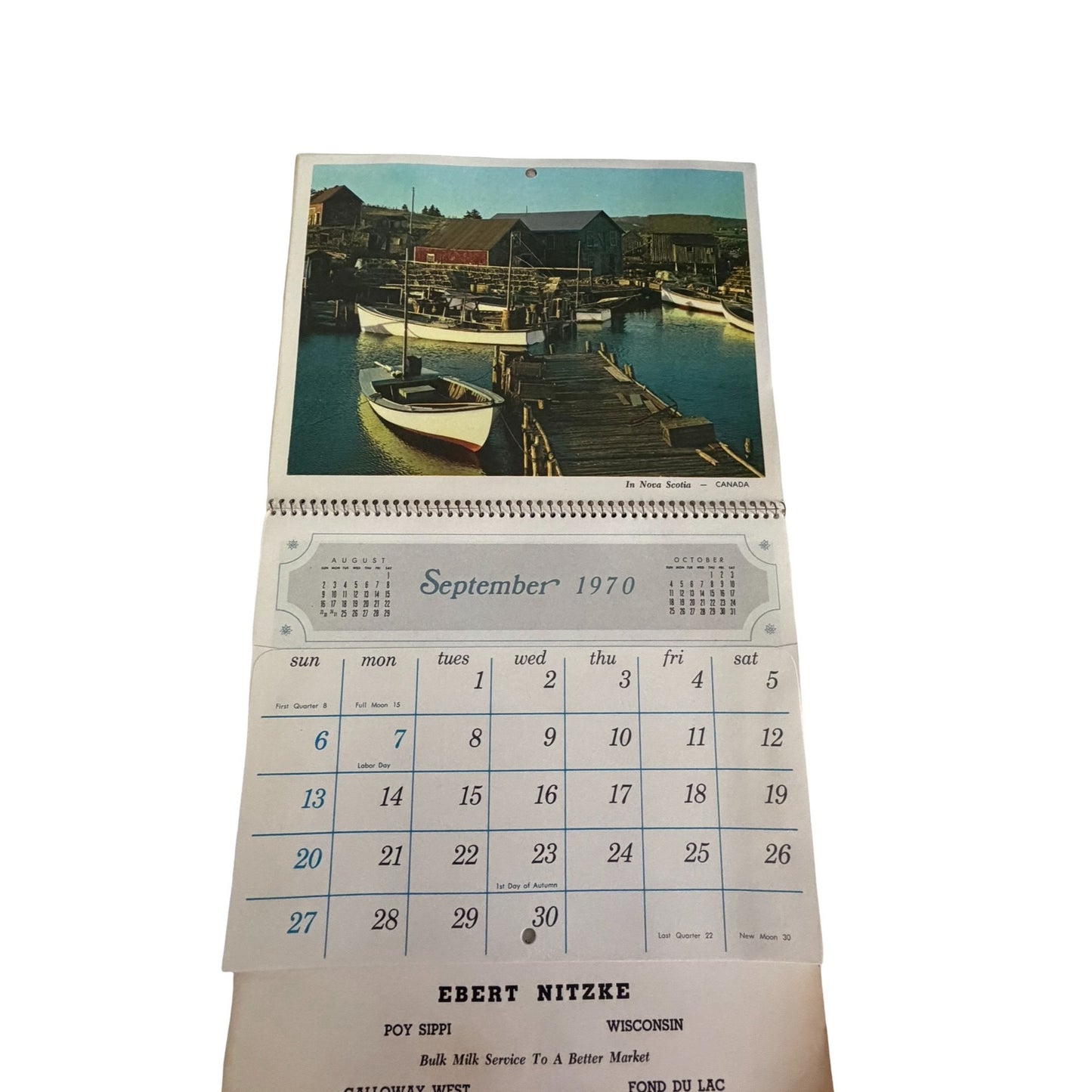 Lot of 2 Vintage 1970 Scenic Pocket Wall Calendars Ebert Nitzke Wisconsin Advertising Calendars
