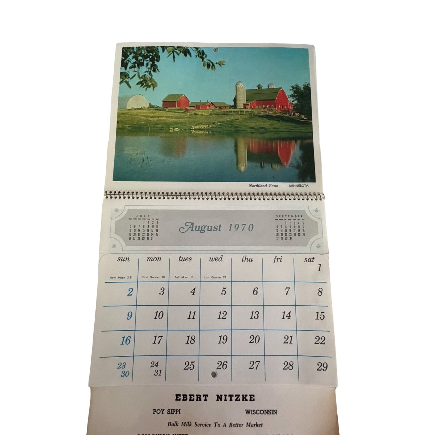 Lot of 2 Vintage 1970 Scenic Pocket Wall Calendars Ebert Nitzke Wisconsin Advertising Calendars