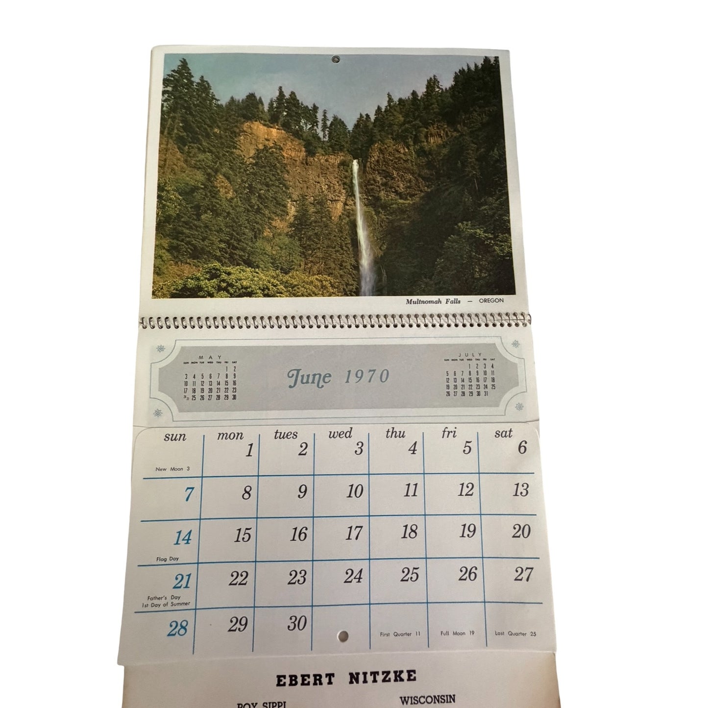Lot of 2 Vintage 1970 Scenic Pocket Wall Calendars Ebert Nitzke Wisconsin Advertising Calendars
