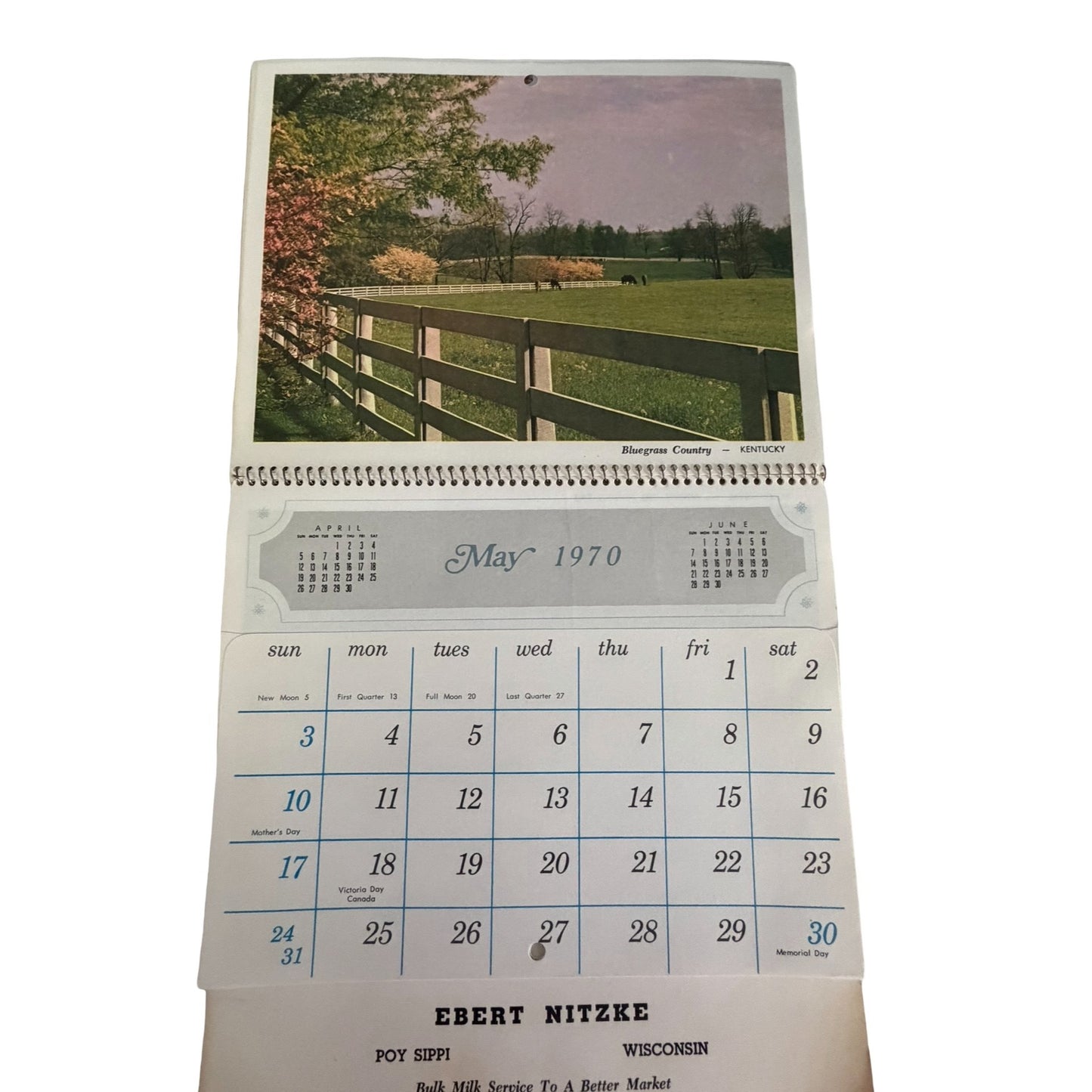 Lot of 2 Vintage 1970 Scenic Pocket Wall Calendars Ebert Nitzke Wisconsin Advertising Calendars
