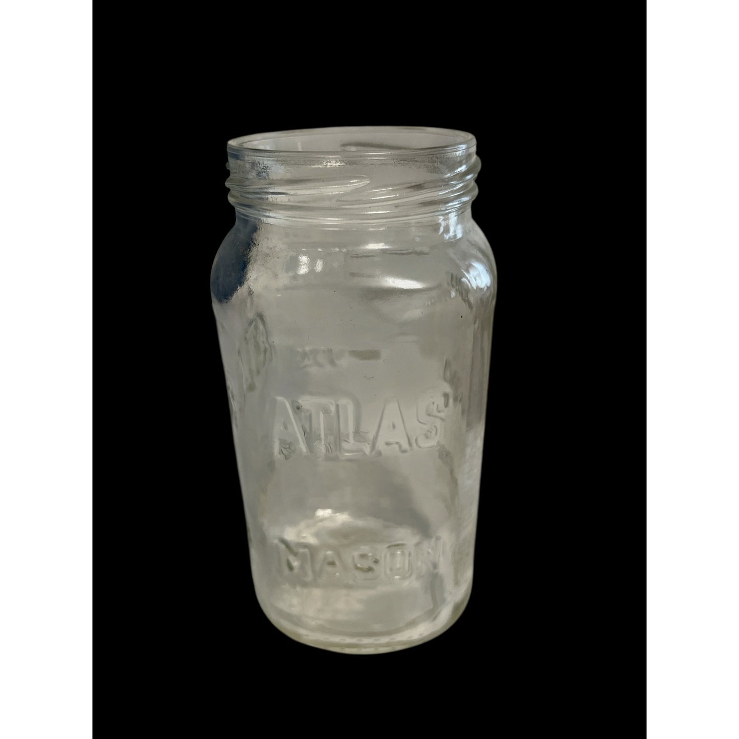 Vintage Atlas Mason Jar – Clear Glass Quart Canning Jar – Mid 20th Century