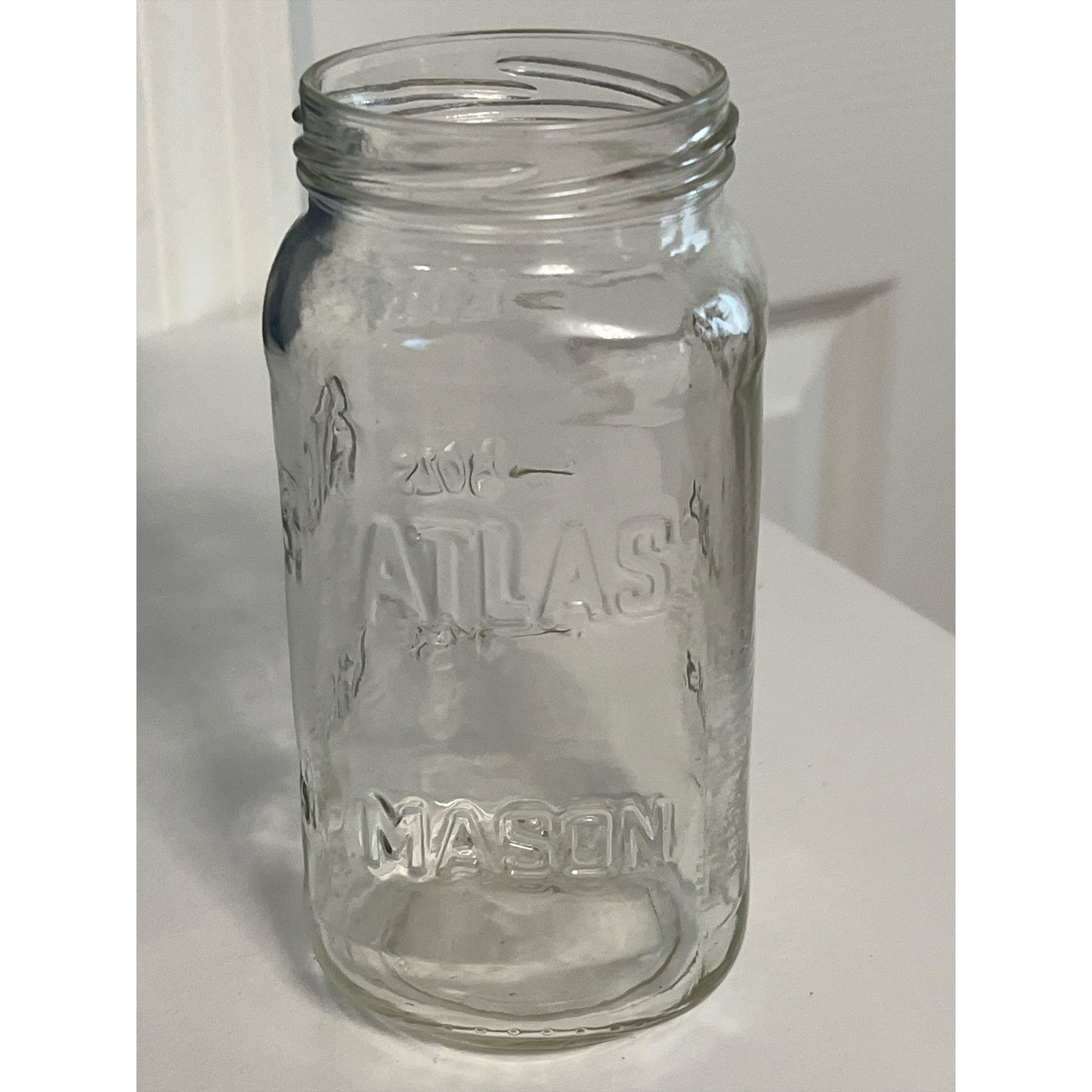 Vintage Atlas Mason Jar – Clear Glass Quart Canning Jar – Mid 20th Century