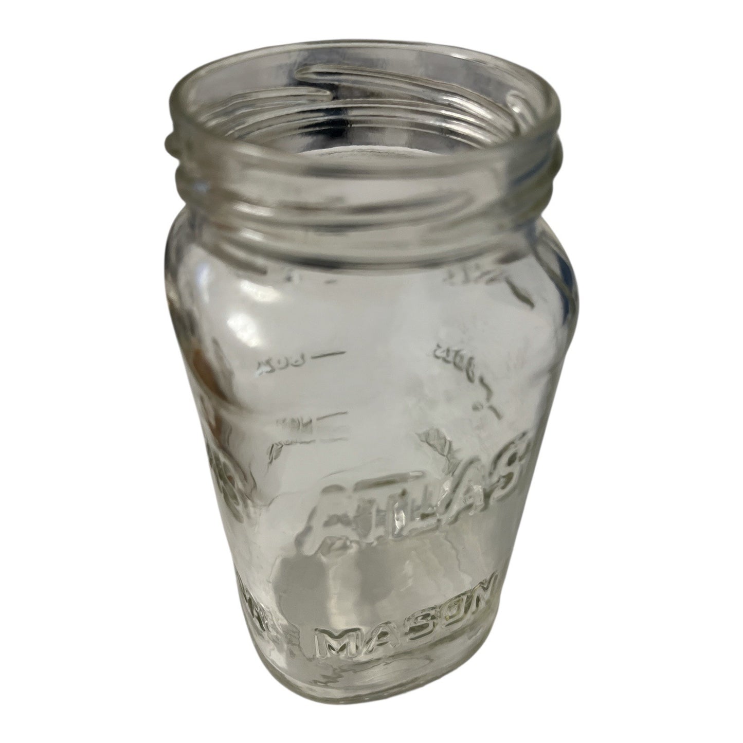 Vintage Atlas Mason Jar – Clear Glass Quart Canning Jar – Mid 20th Century