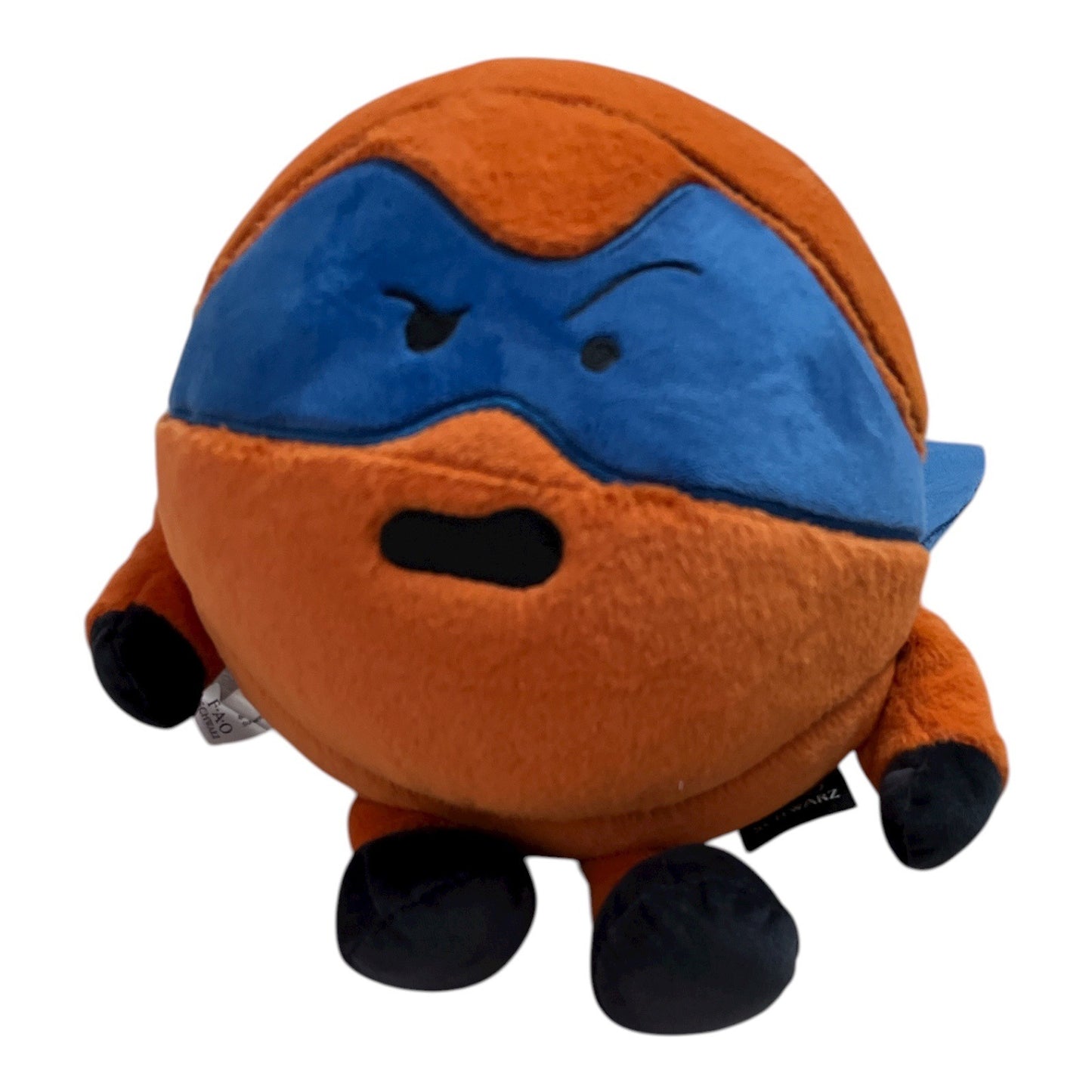FAO Schwarz Superhero Plush Toy Orange and Blue with Cape Made in Vietnam