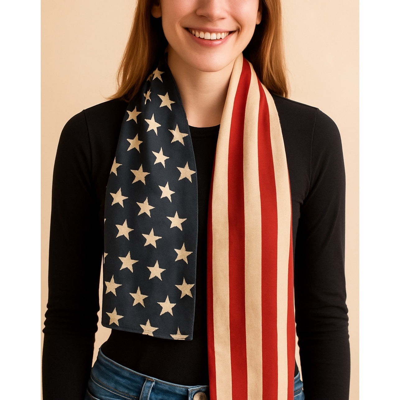 Vintage USA Flag Scarf Made in Italy 100% Polyester