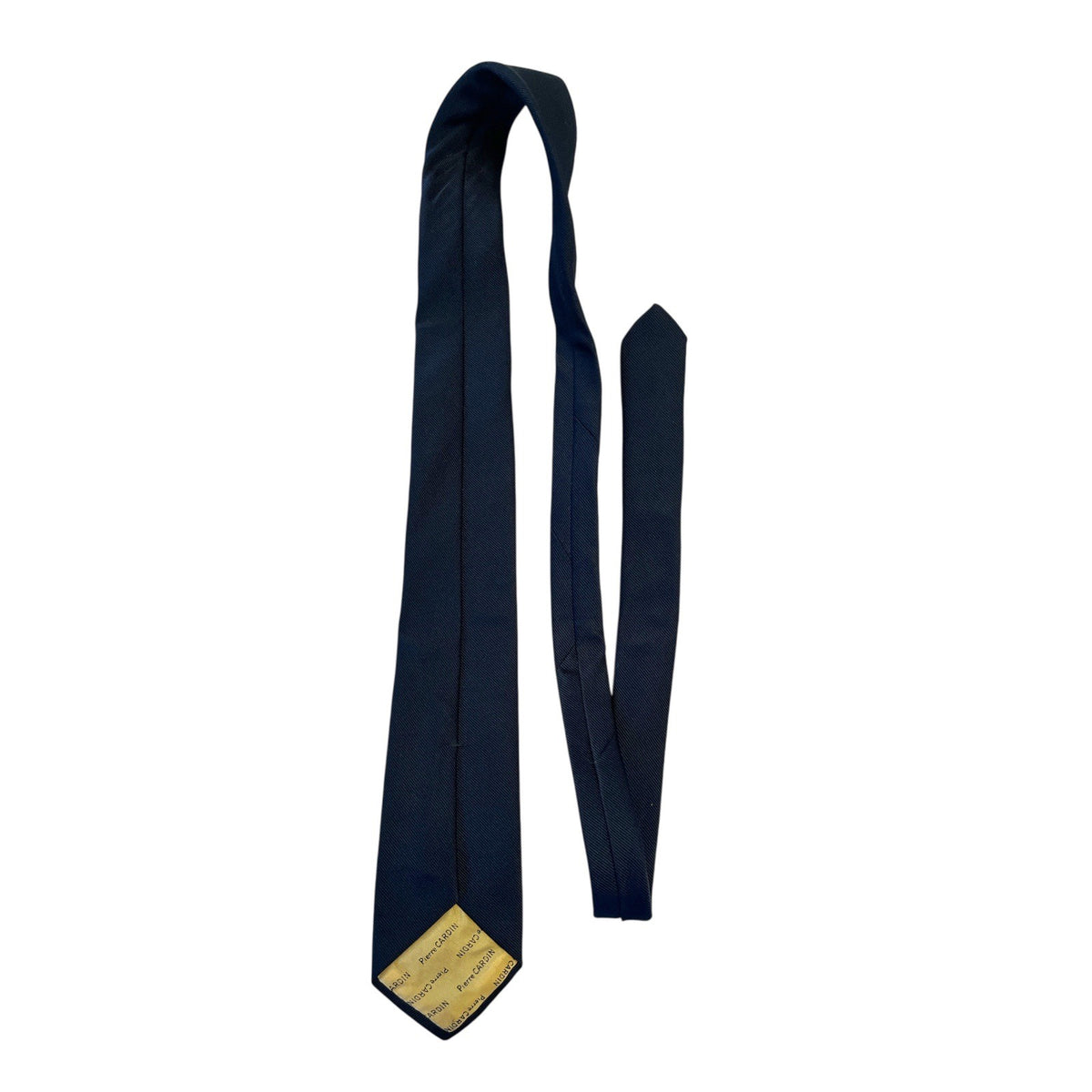 Vintage Pierre Cardin Navy Blue Embroidered Logo Necktie 54-55" 1980s