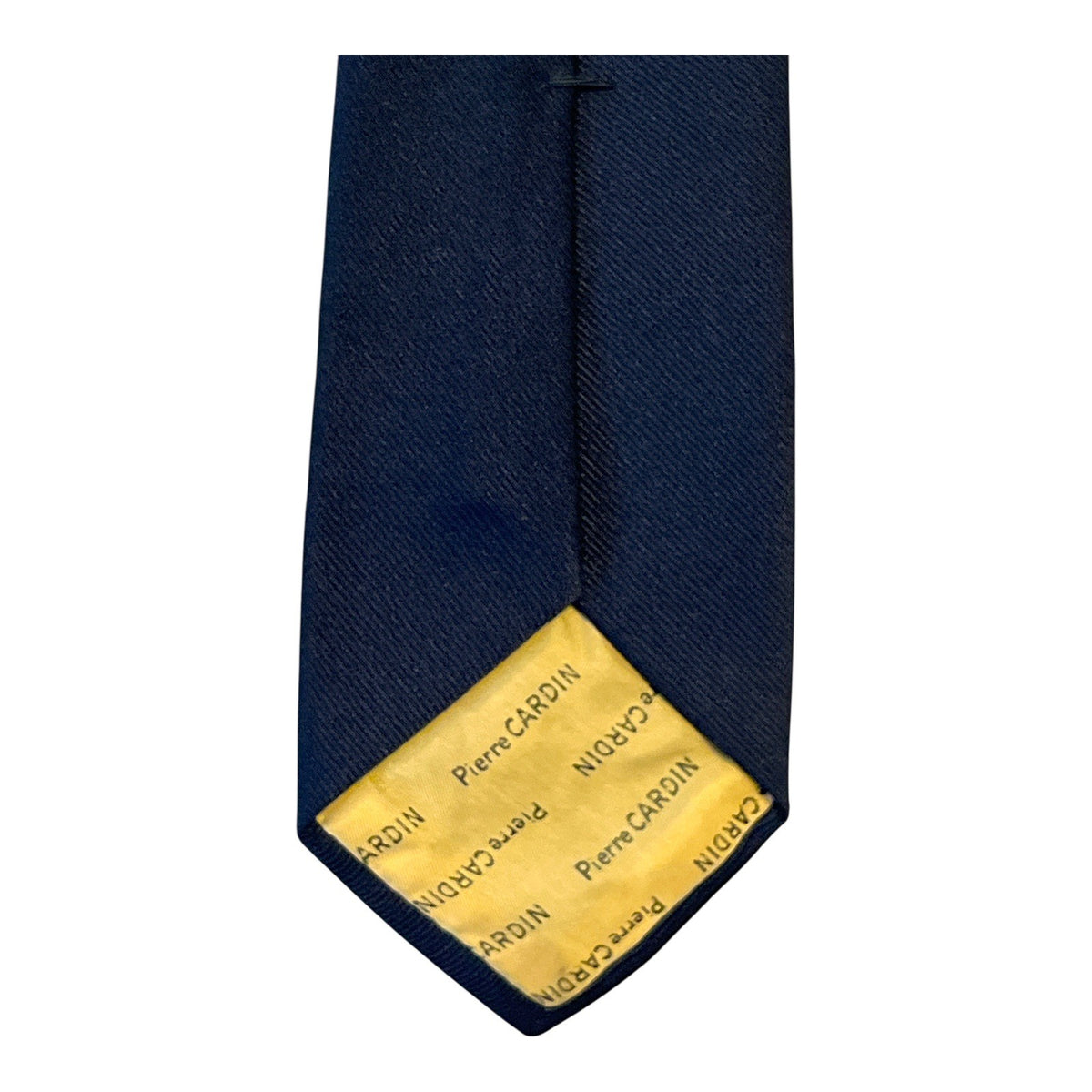 Vintage Pierre Cardin Navy Blue Embroidered Logo Necktie 54-55" 1980s