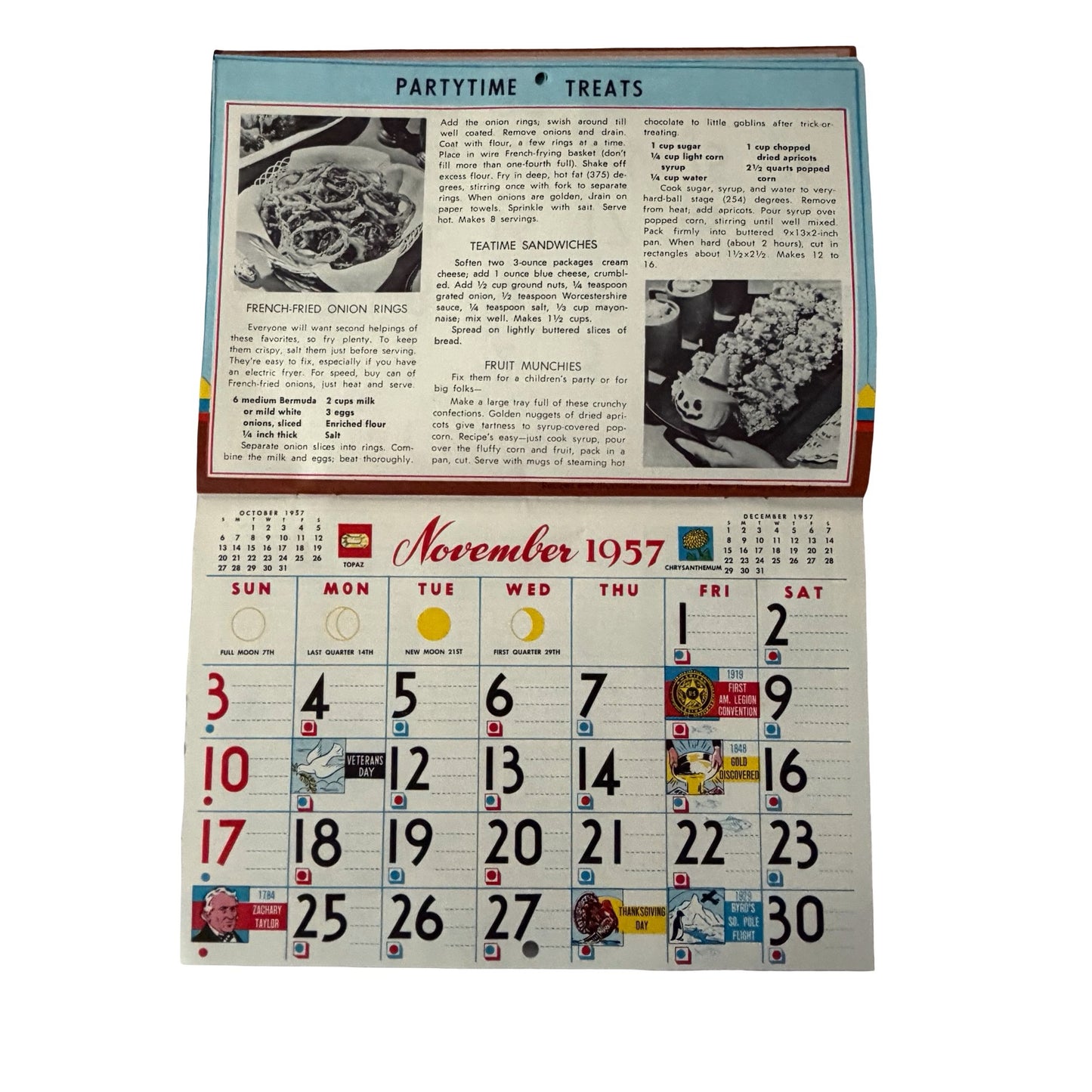 Vintage 1957 Recipe Wall Calendar Complete Better Homes & Gardens Illustrated Monthly Recipes
