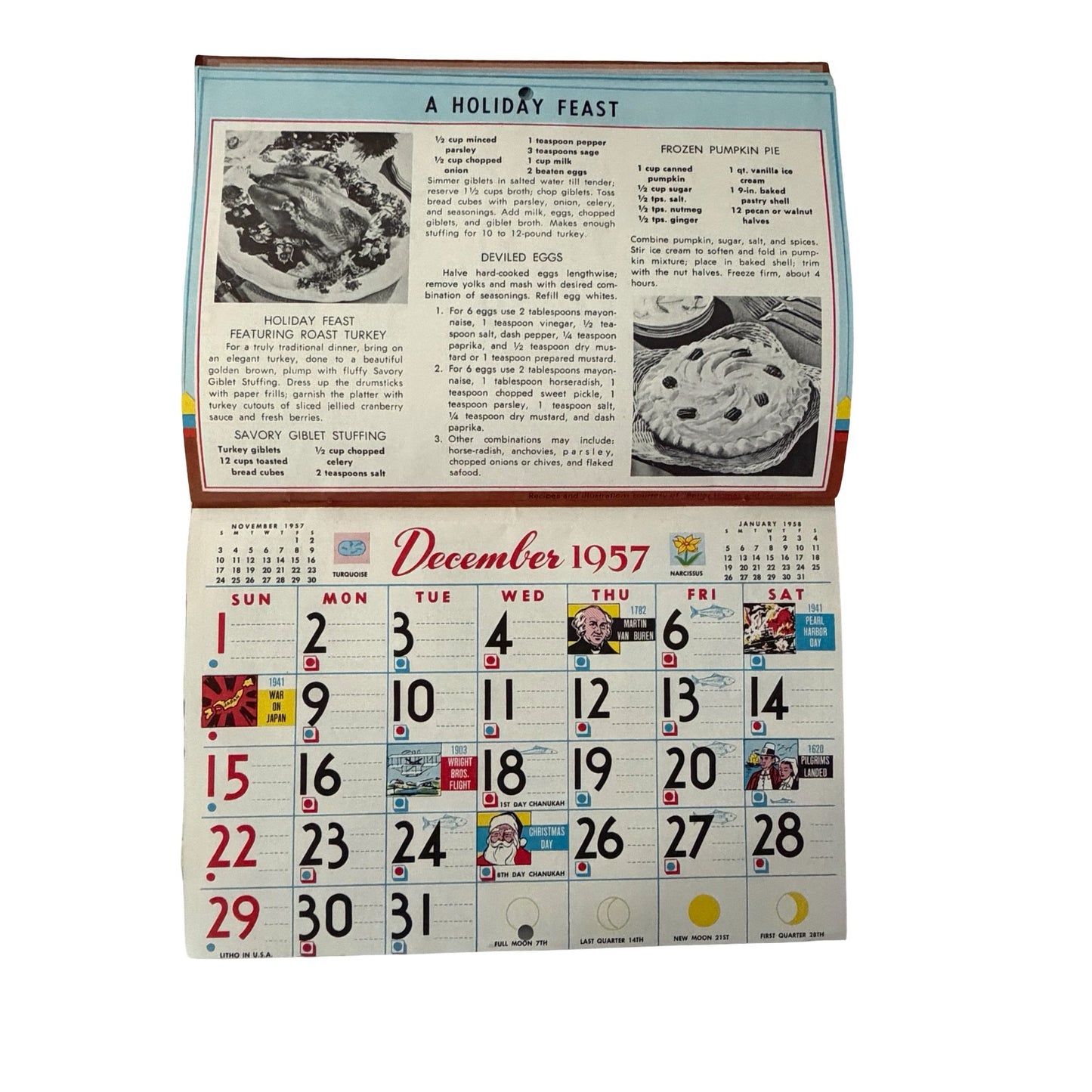 Vintage 1957 Recipe Wall Calendar Complete Better Homes & Gardens Illustrated Monthly Recipes