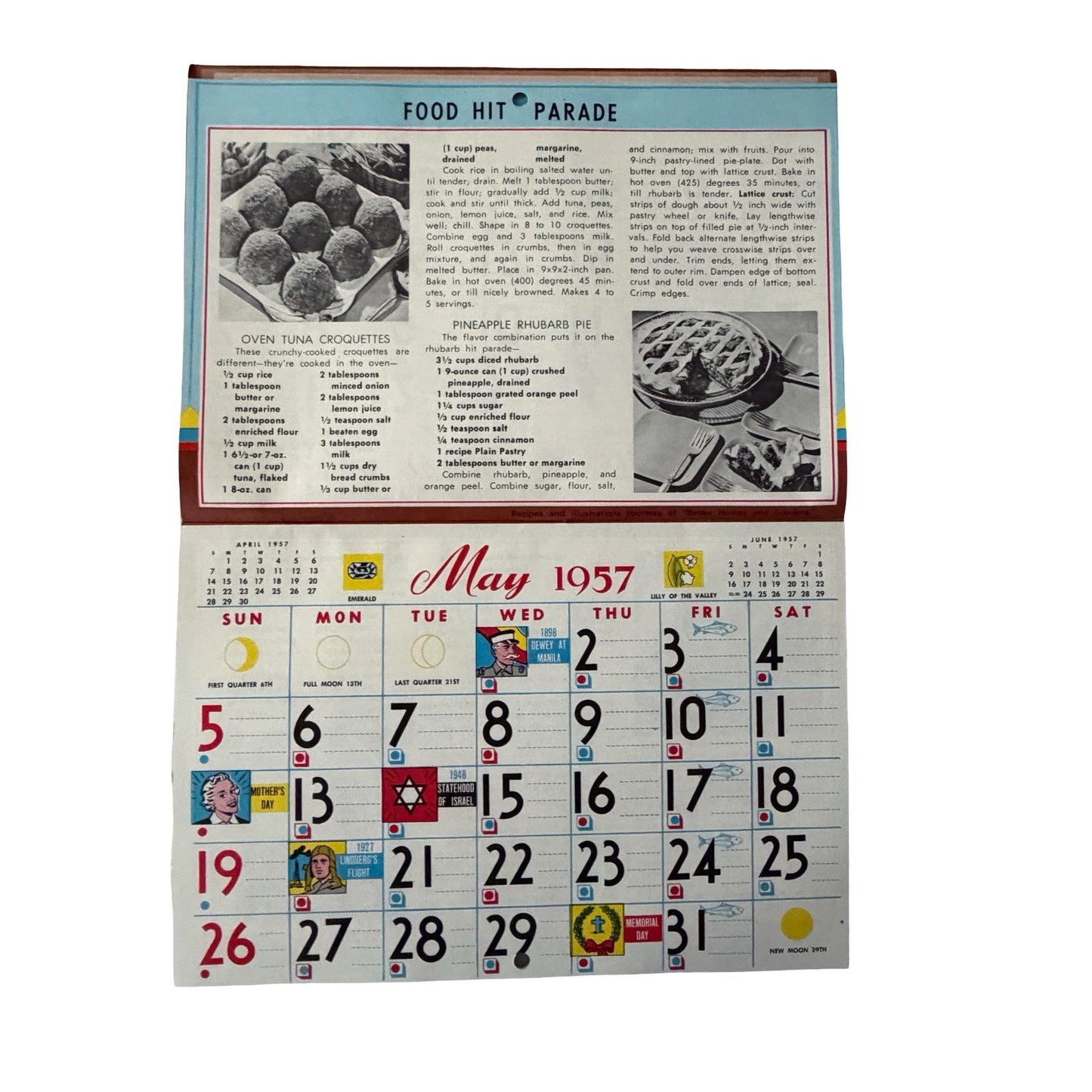 Vintage 1957 Recipe Wall Calendar Complete Better Homes & Gardens Illustrated Monthly Recipes