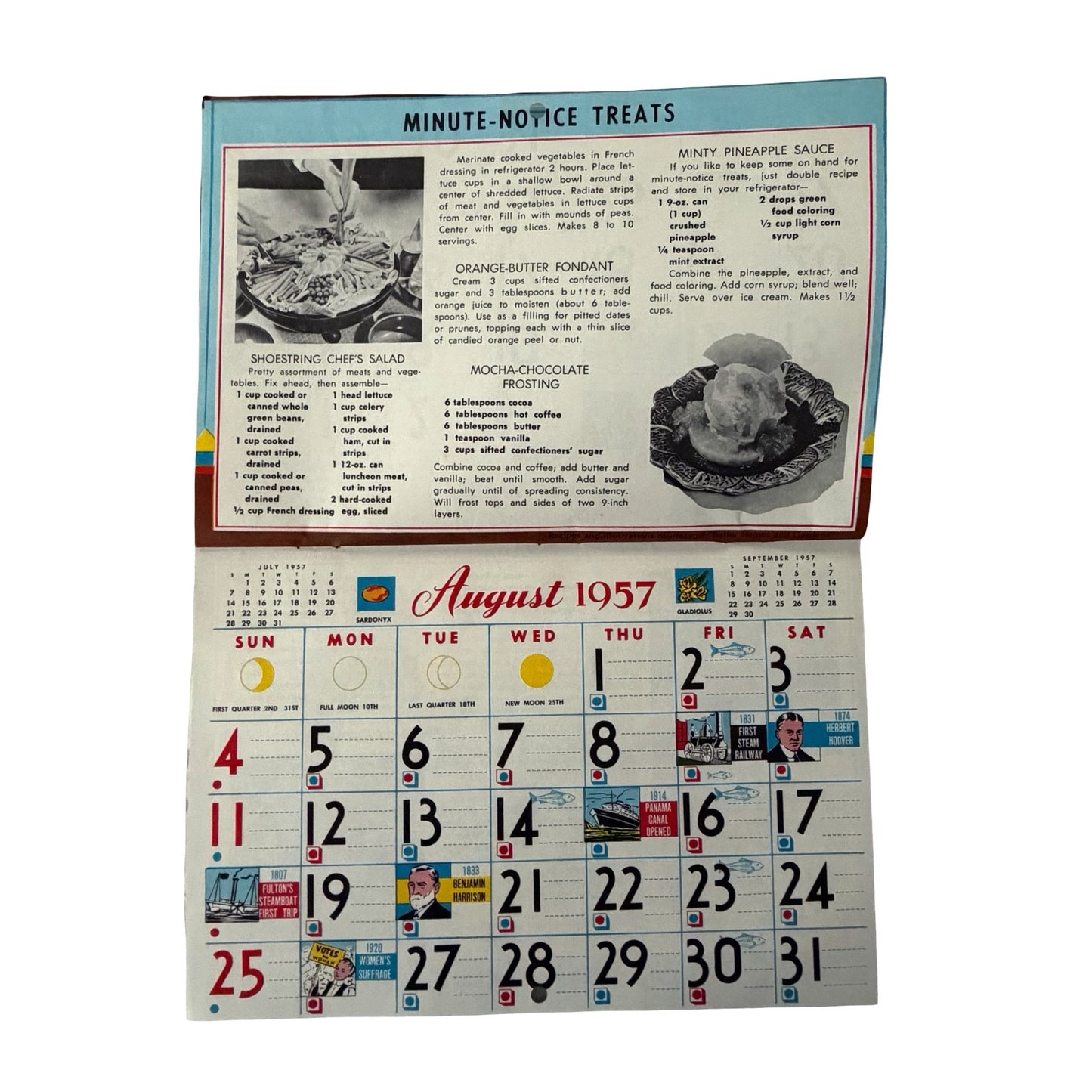 Vintage 1957 Recipe Wall Calendar Complete Better Homes & Gardens Illustrated Monthly Recipes