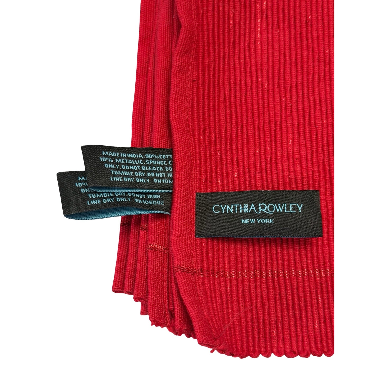 Cynthia Rowley Set of 8 Red Metallic Placemats 13x19 Holiday Table Decor