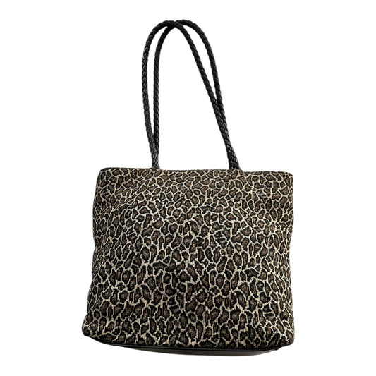 Bueno Y2K Leopard Tapestry Tote Bag Braided Handles Early 2000s