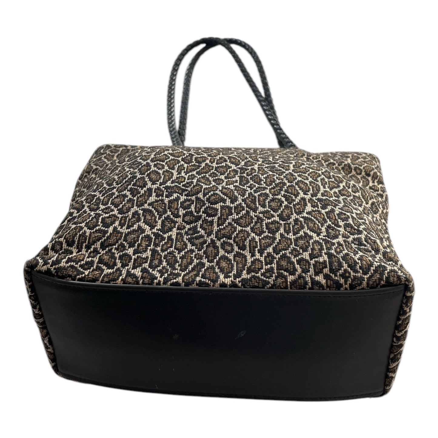 Bueno Y2K Leopard Tapestry Tote Bag Braided Handles Early 2000s