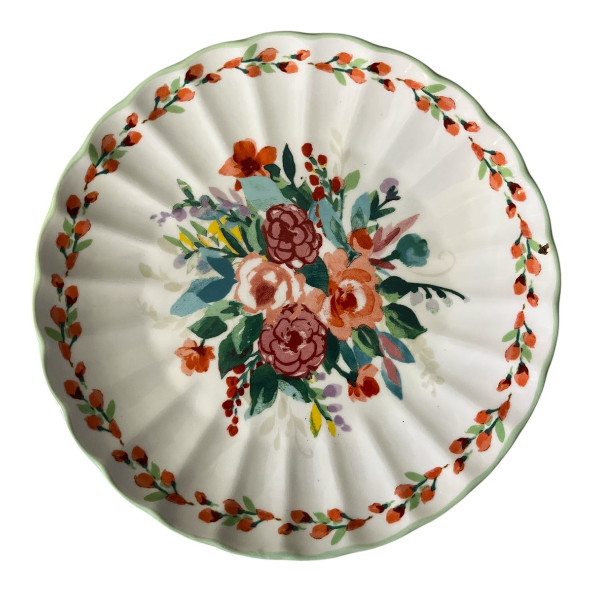 Pioneer Woman Painted Meadow 8.5 Inch Salad Plate Floral Scalloped Stoneware