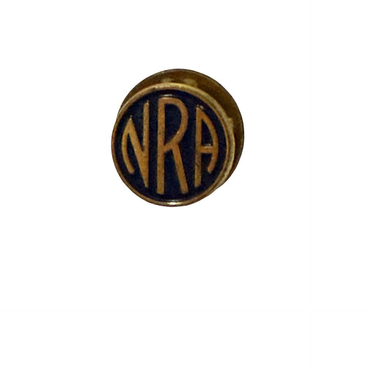 Vintage NRA National Rifle Association Round Enamel Lapel Pin Gold Tone 1/2 Inch