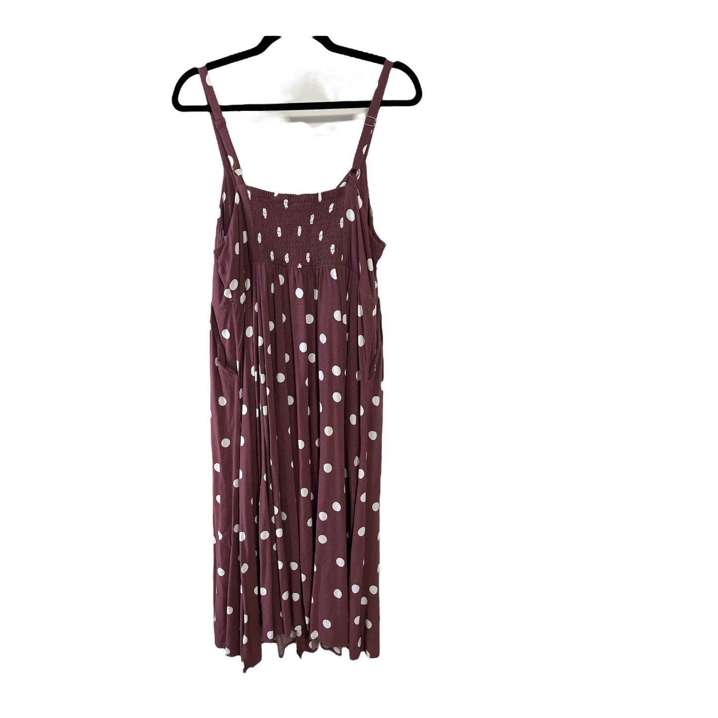 Torrid Women’s Size 1 Maroon Polka Dot Sleeveless Midi Dress with Smocked Bodice