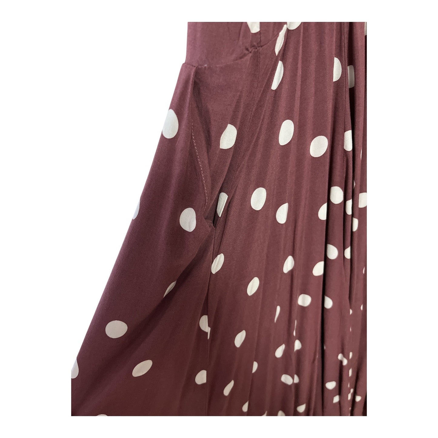 Torrid Women’s Size 1 Maroon Polka Dot Sleeveless Midi Dress with Smocked Bodice