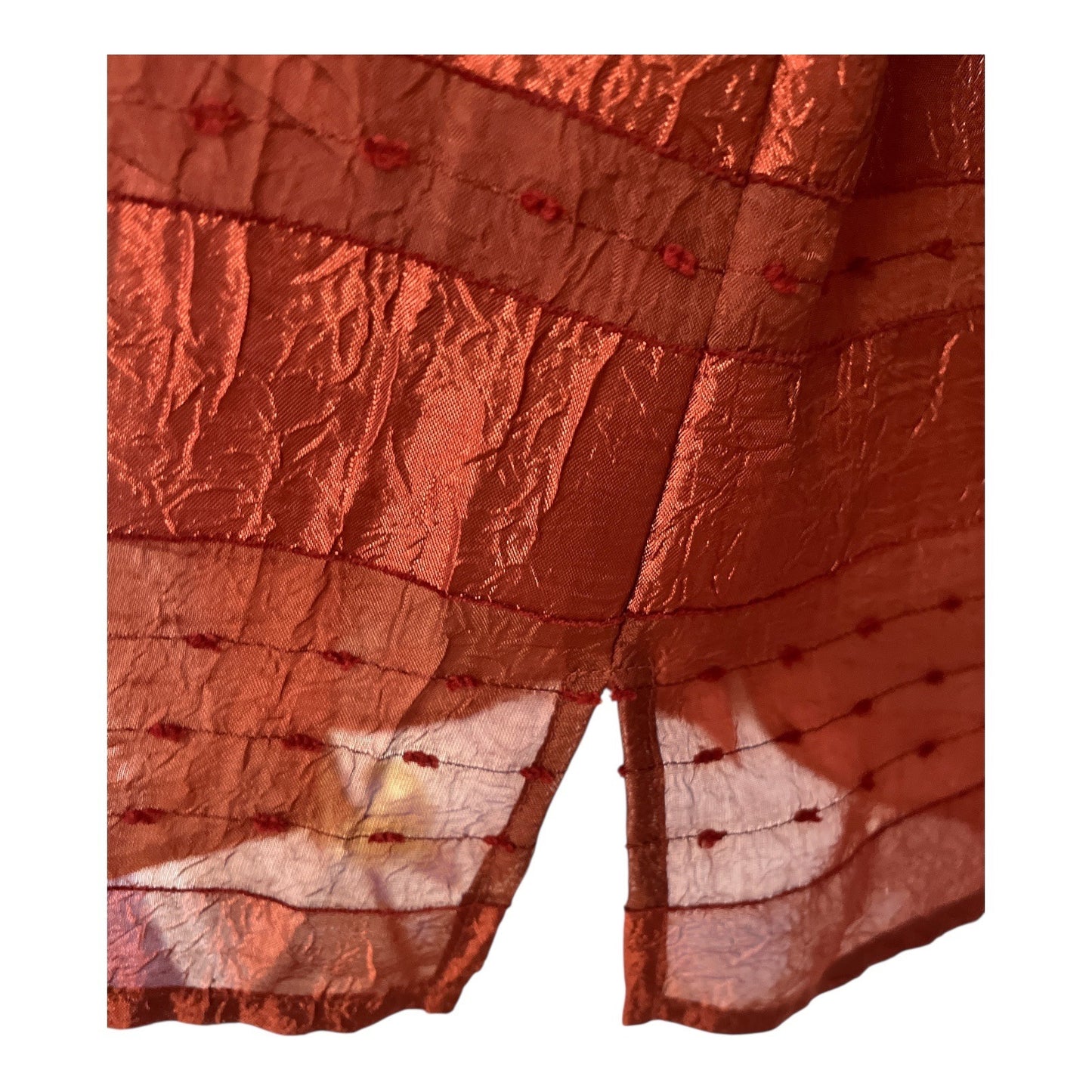 Alfred Dunner Women’s Size 12 Burnt Orange Sheer Textured Stripe Button-Front Blouse