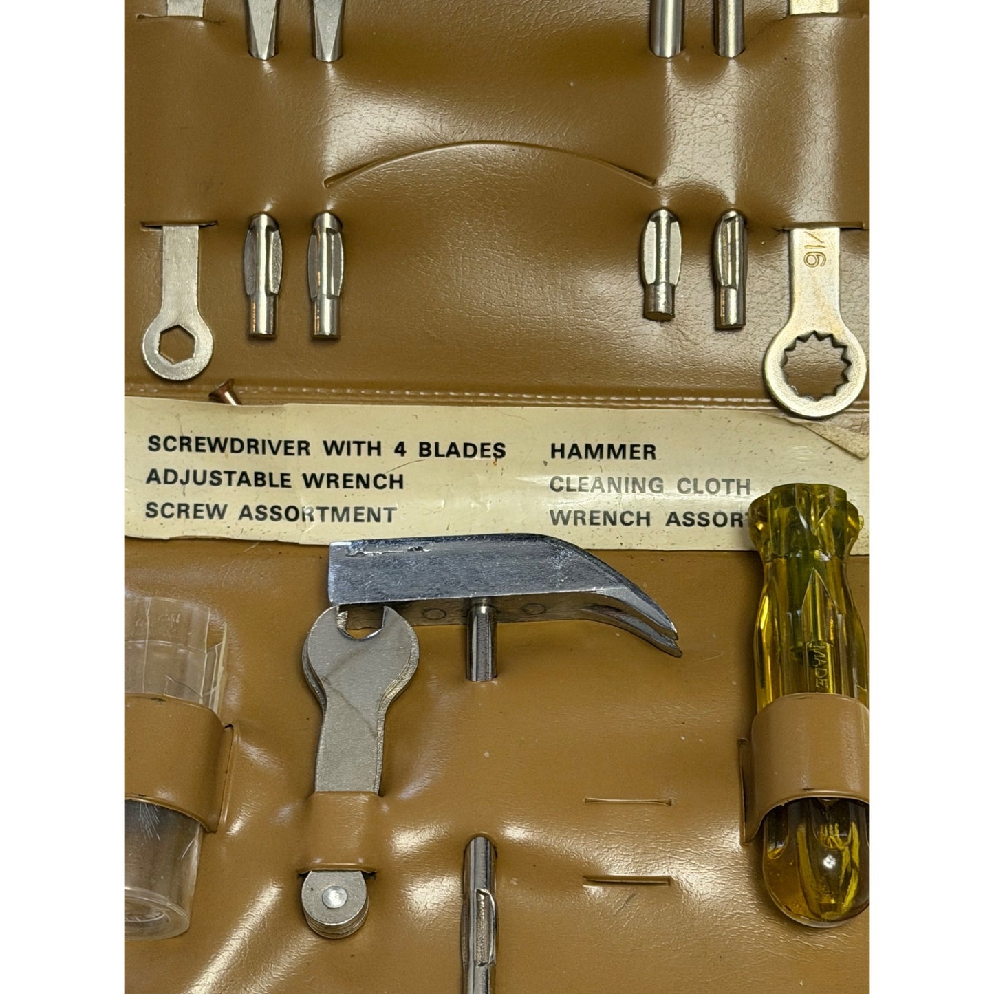 Vintage Compact Emergency Auto Tool Kit Vinyl Case Screwdriver Wrench Set Car Accessories