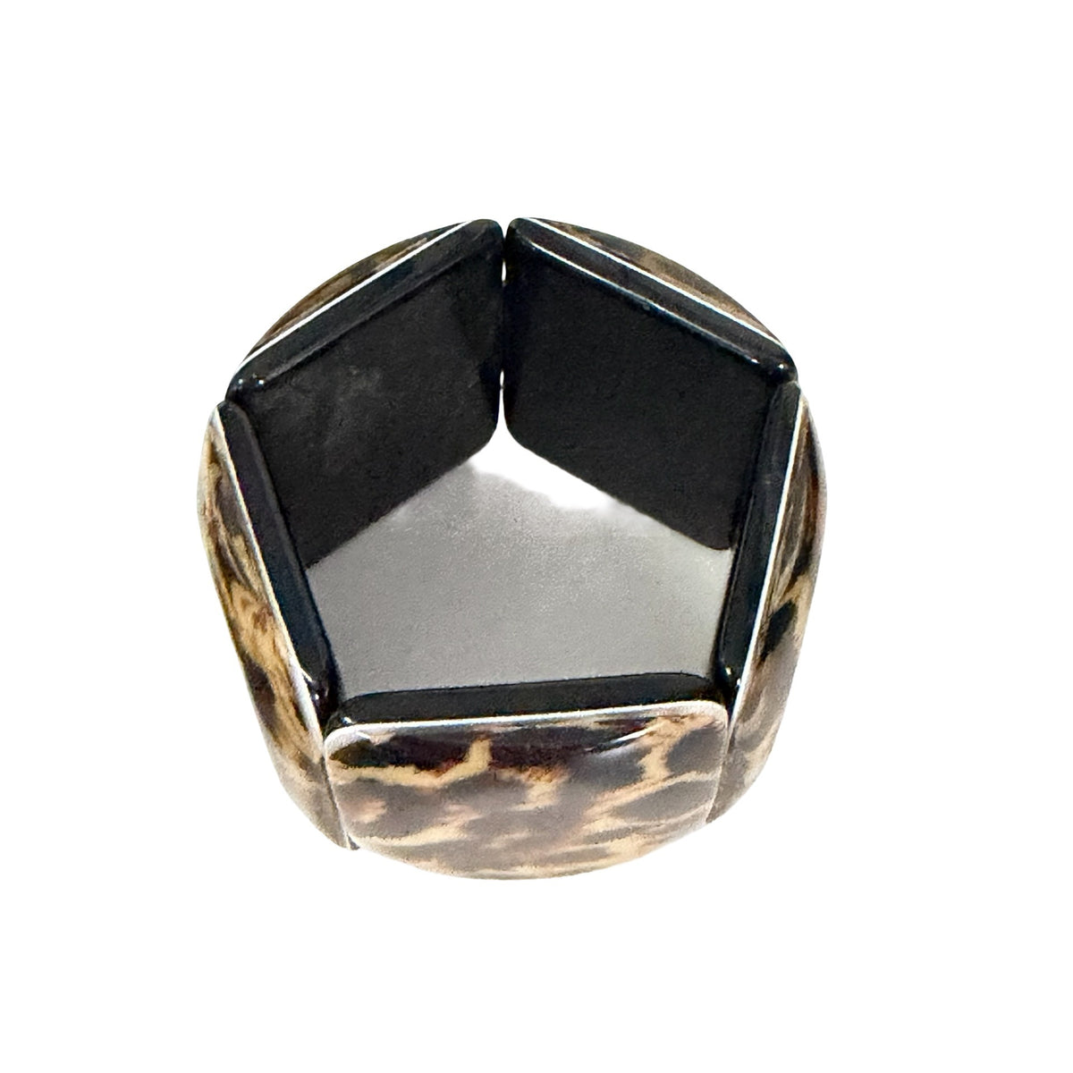 Vintage Y2K Leopard Print Wide Stretch Cuff Bracelet Chunky Animal Print Jewelry