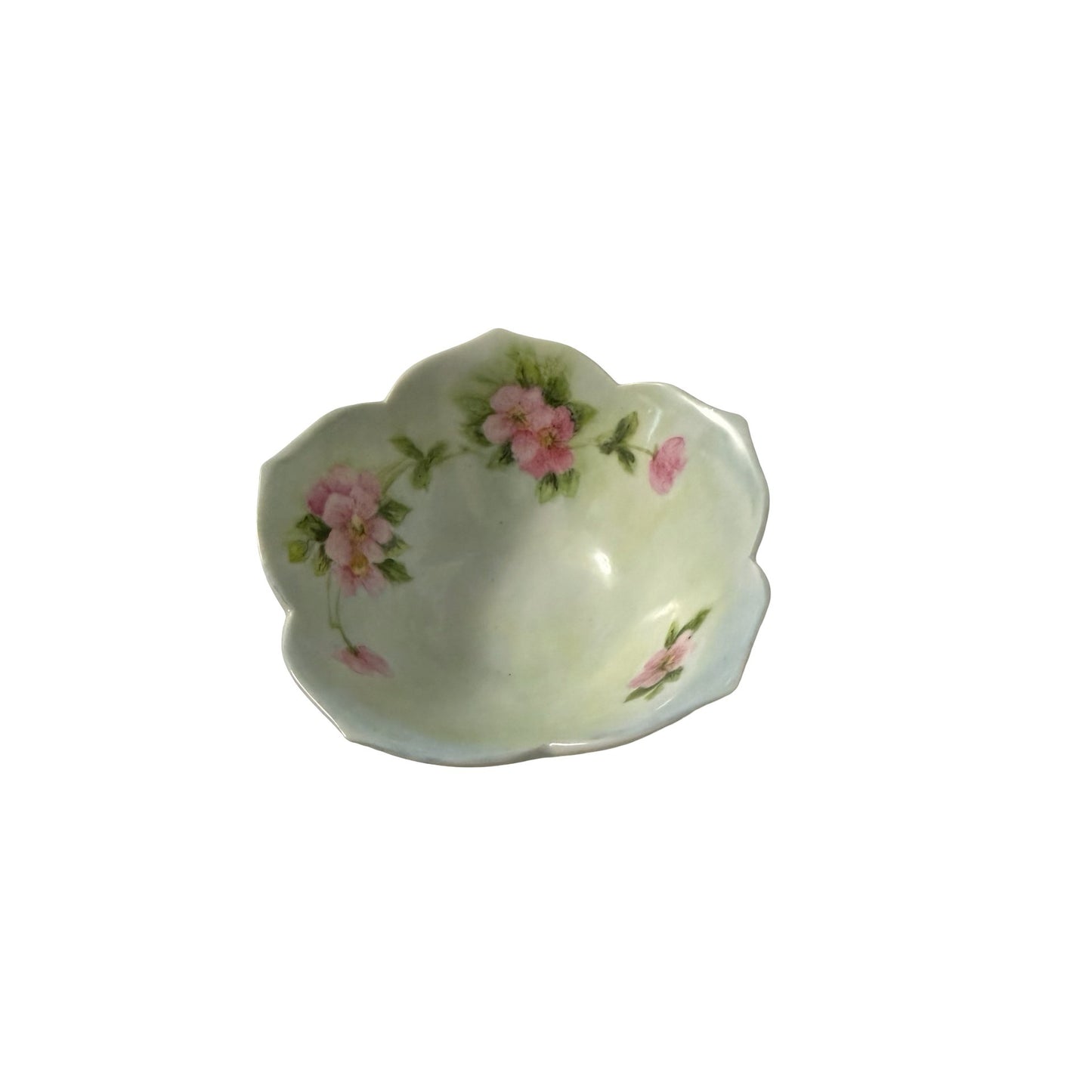 Marion Ware Hand Painted Porcelain Floral Scalloped Nut Candy Bowl Japan 4.5"