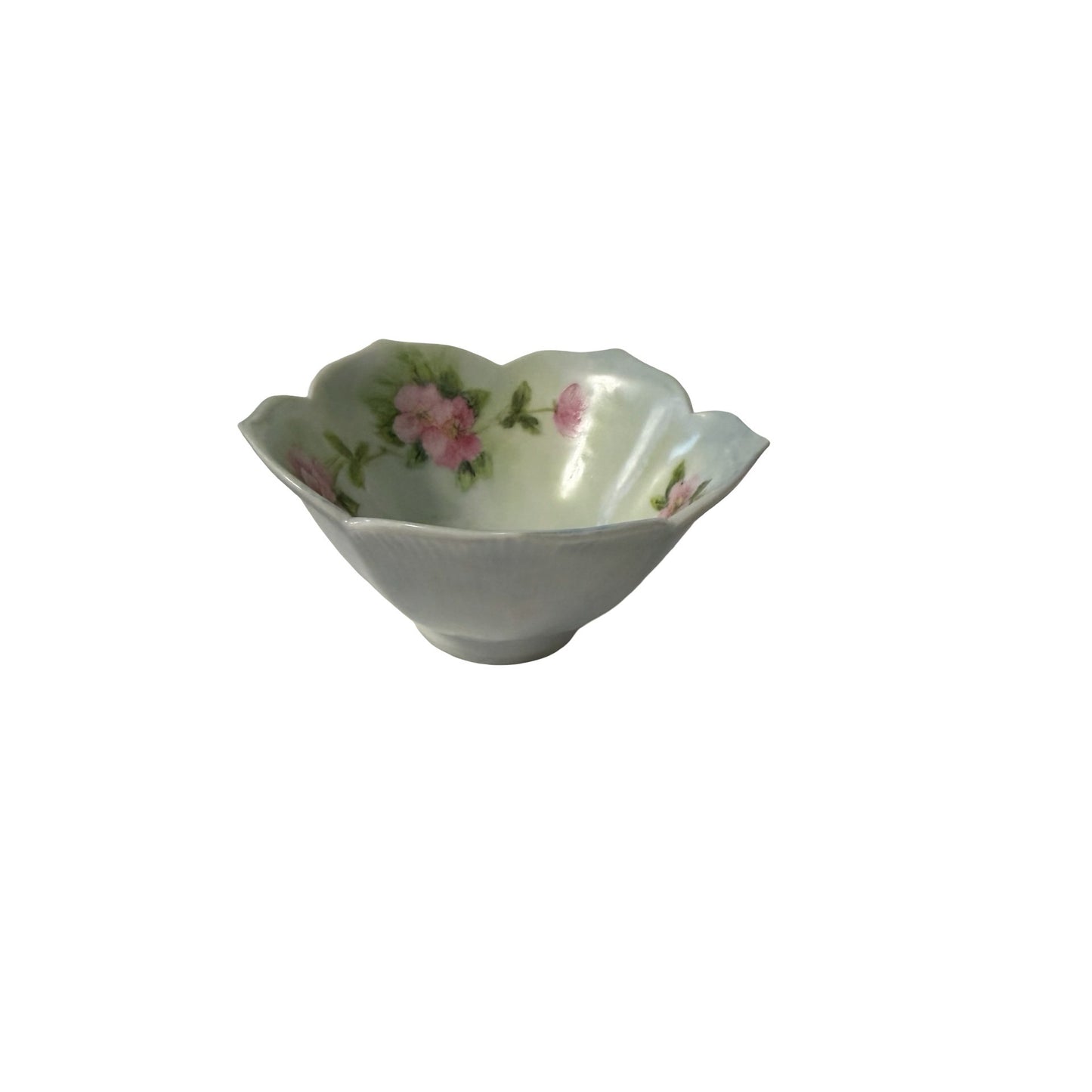 Marion Ware Hand Painted Porcelain Floral Scalloped Nut Candy Bowl Japan 4.5"