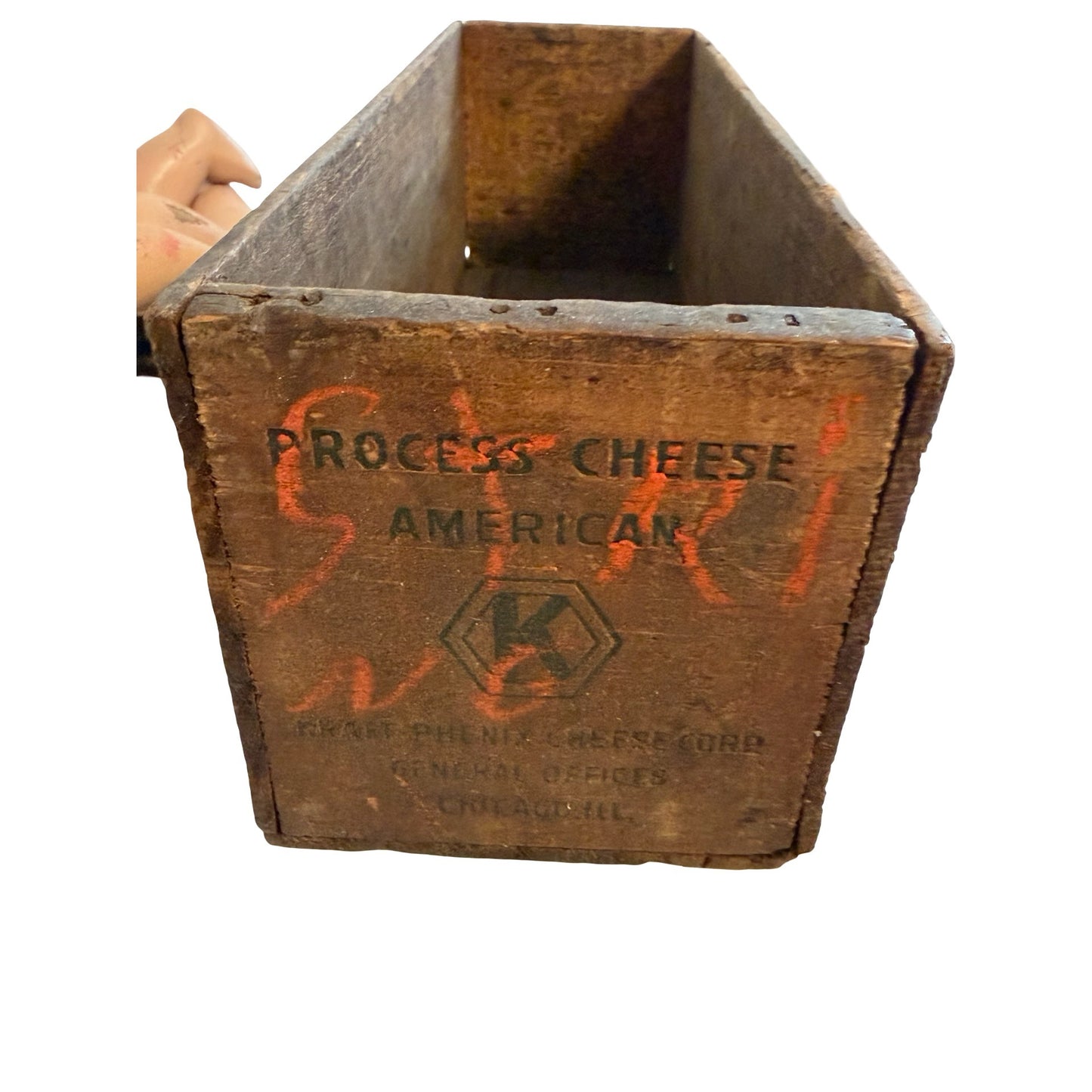 Vintage Kraft American Cheese Wooden Crate Box 5 Lb Advertising Farmhouse Storage
