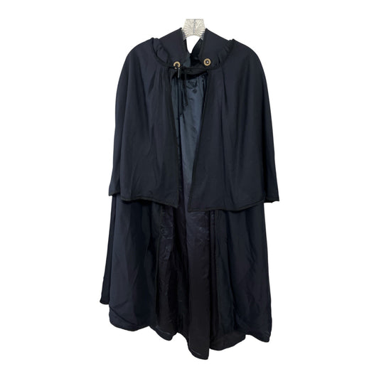 Vintage Black Costume Cape with Detachable Shoulder Cape + White Gloves