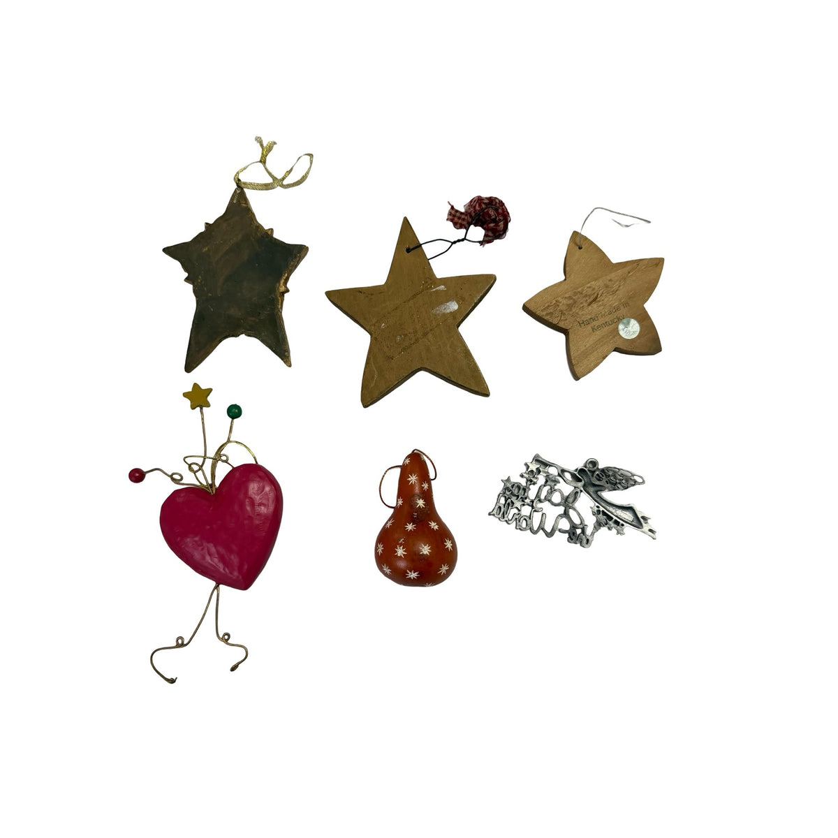 Christian Christmas Ornament Lot of 6 Handmade Folk Art Joy to the World Nativity