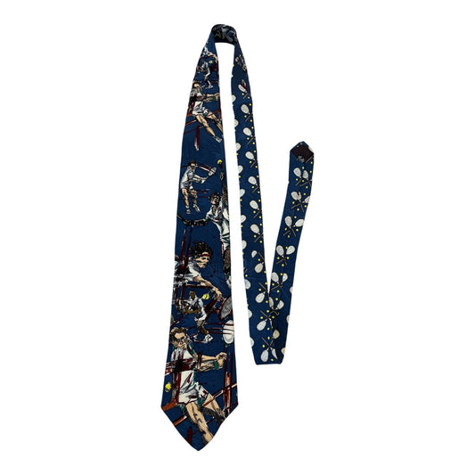Vintage Tango by Max Raab Silk Necktie – Tennis Player & Racket USA