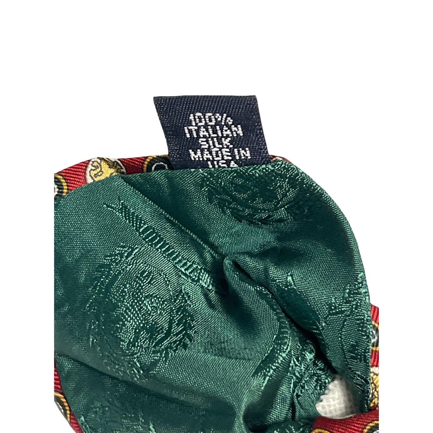 Tommy Hilfiger Silk Tie Green Paisley Red Medallion Vintage Y2K USA