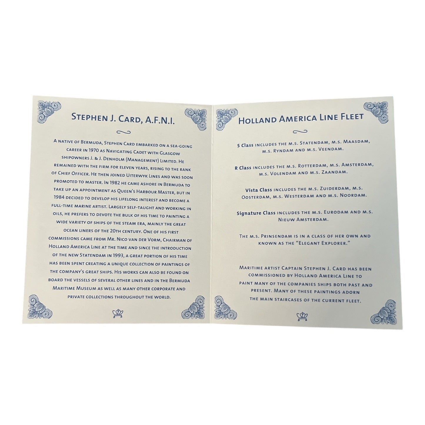 Holland America Line Ceramic Tile Coaster – Royal Goedewaagen – Zuiderdam, Oosterdam, Westerdam & Noordam with COA
