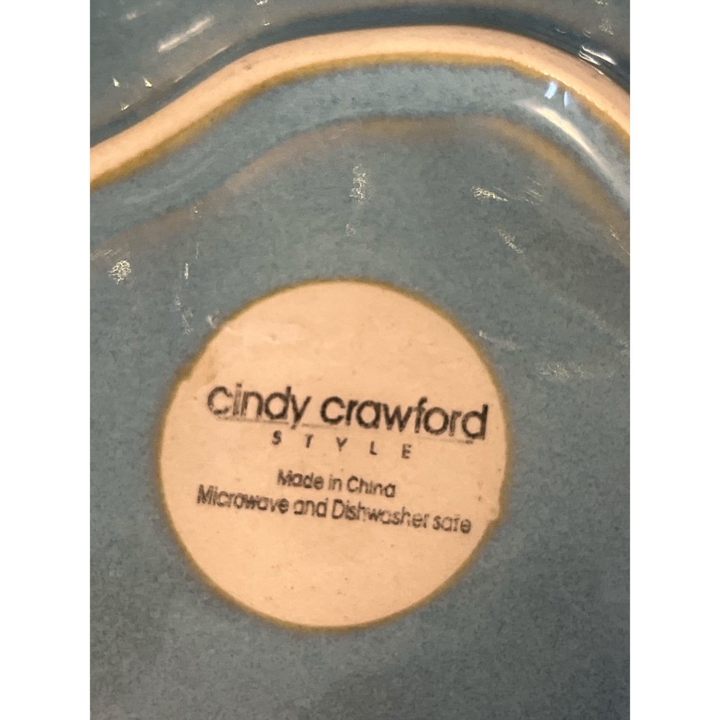 Cindy Crawford Style Blue Ceramic Leaf Dish Trinket Tray Vanity Catchall 7.5x5.25