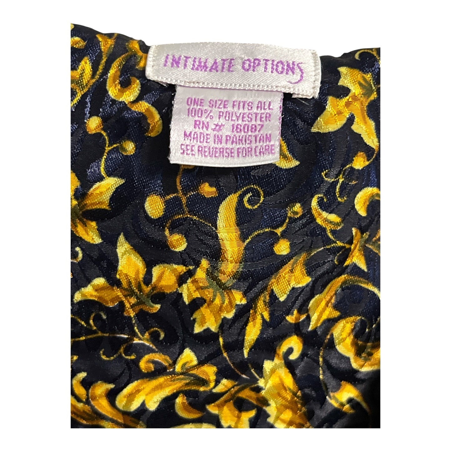 Vintage Intimate Options Baroque Print Caftan One Size Lounge Robe Navy Gold