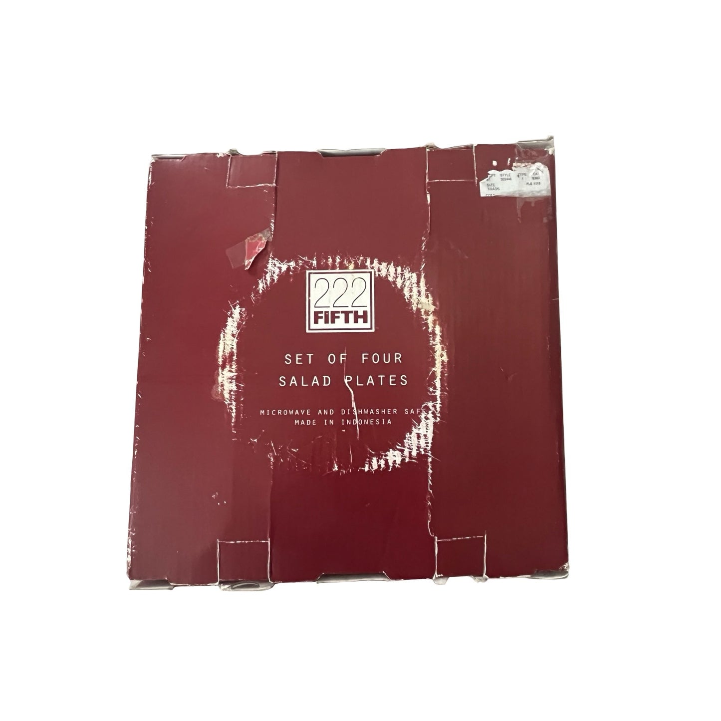222 Fifth Joyeux Noel Gold Salad Plates Set of 4 Red Eiffel Tower Christmas 8.25 Inch