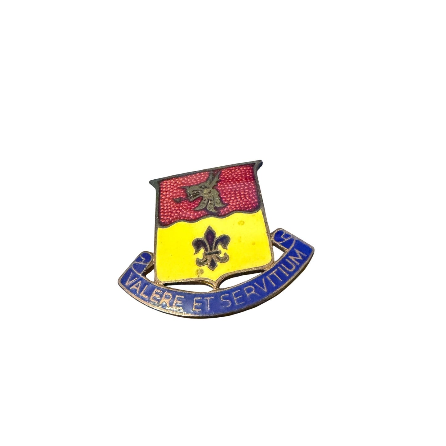 Vintage US Army 124th Ordnance Battalion DUI Pin Valere Et Servitium Enamel Crest
