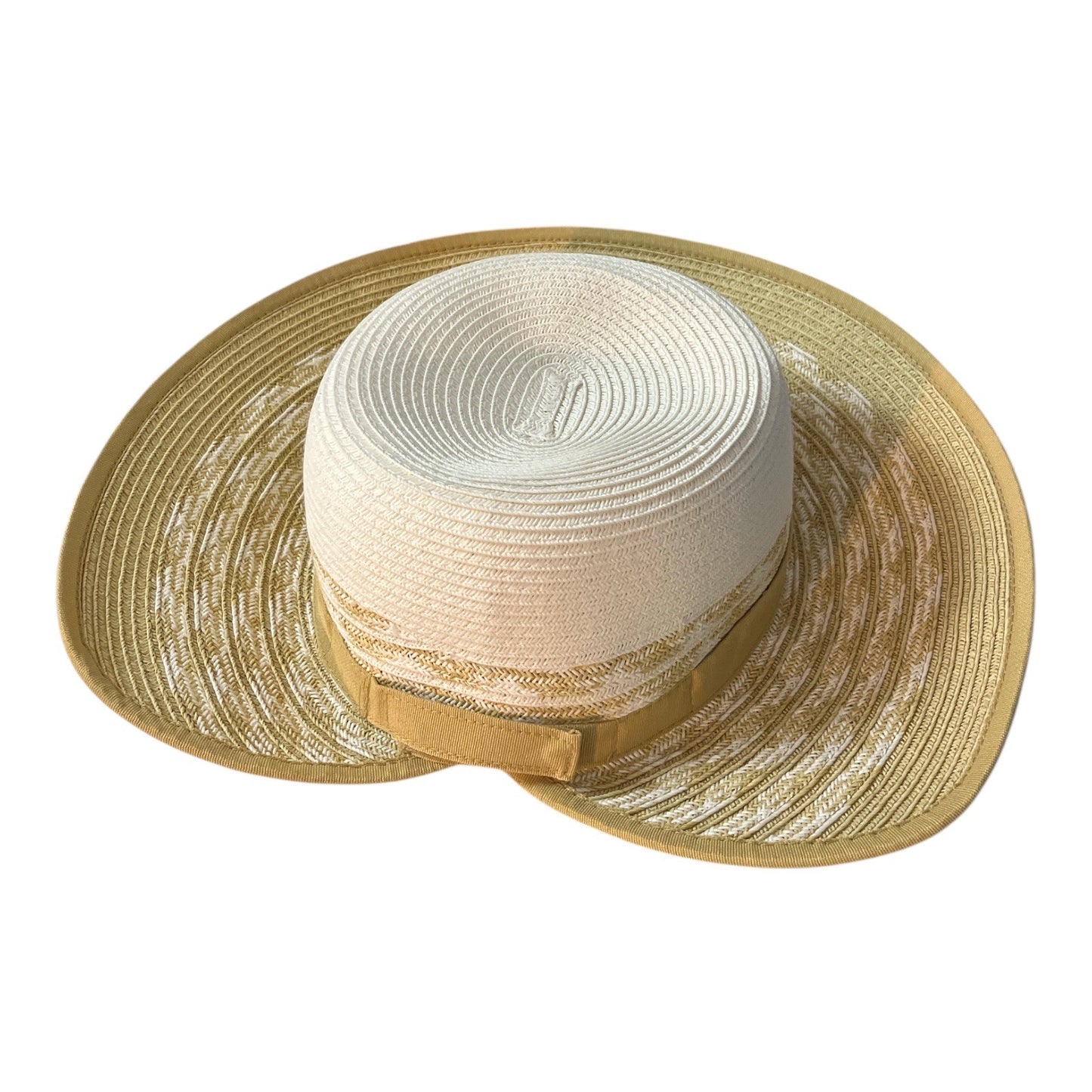 Sun N Sand UPF 50+ Wide Brim Sun Hat Cream Tan Woven Straw Look Beach Garden Hat
