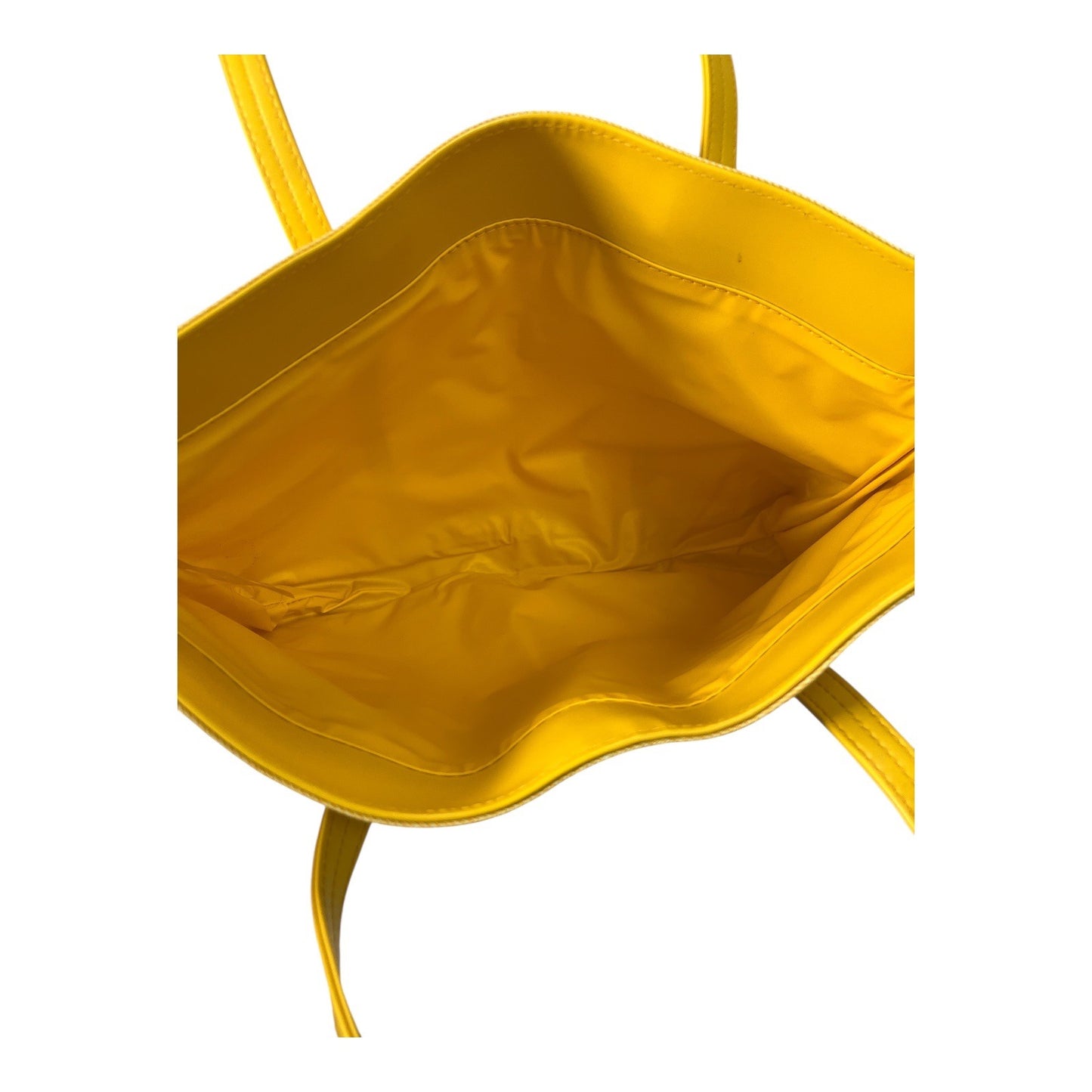 Clinique Yellow Canvas Tote Bag Faux Leather Trim Large Shopper