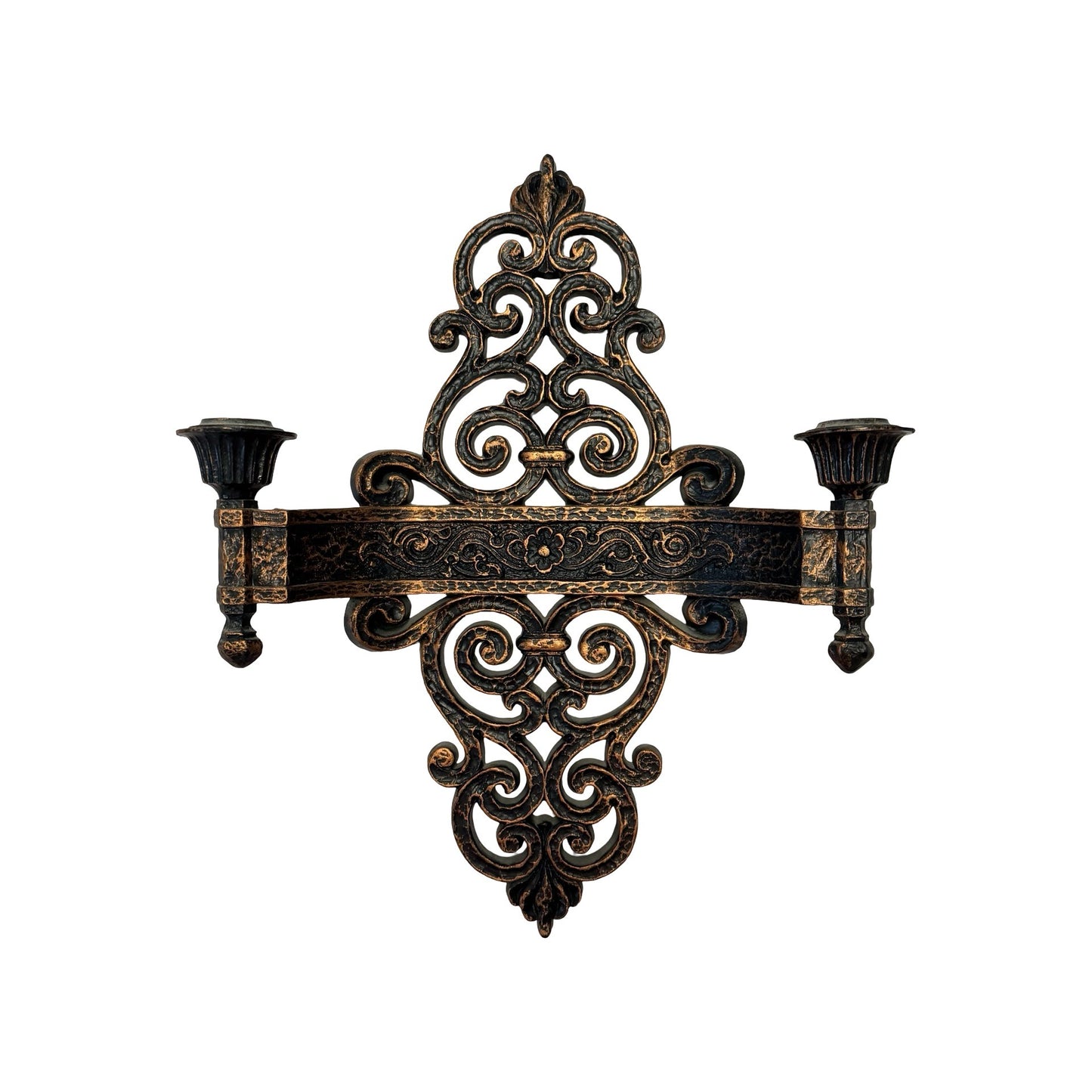 Coppercraft Guild Wall Sconce Candle Holder 1976 Dart Industries Gothic Scroll Decor