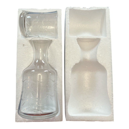 Southern Living at HOME English Garden Bedside Set – Handmade Etched Glass Carafe and Cup – New in Box